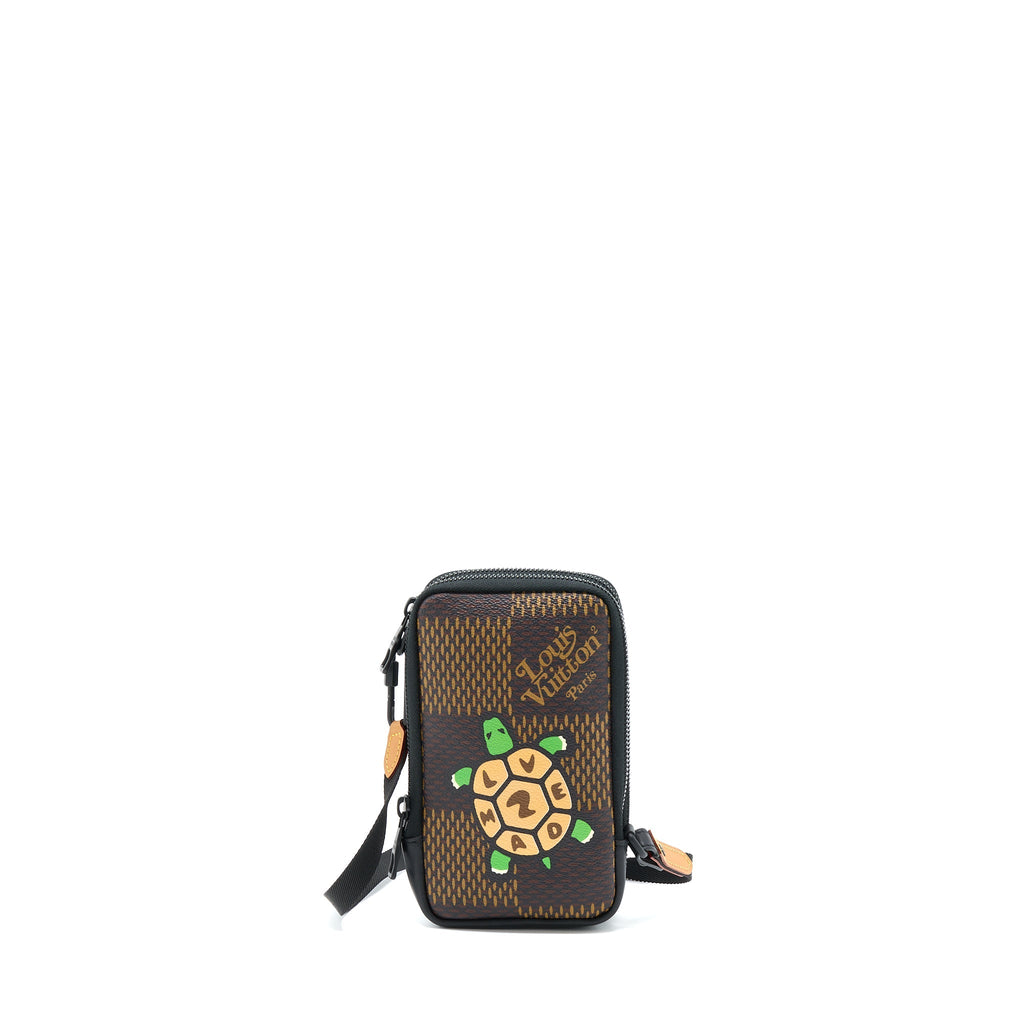 LOUIS VUITTON NIGO DOUBLE PHONE POUCH LIMITED EDITION BLACK HARDWARE