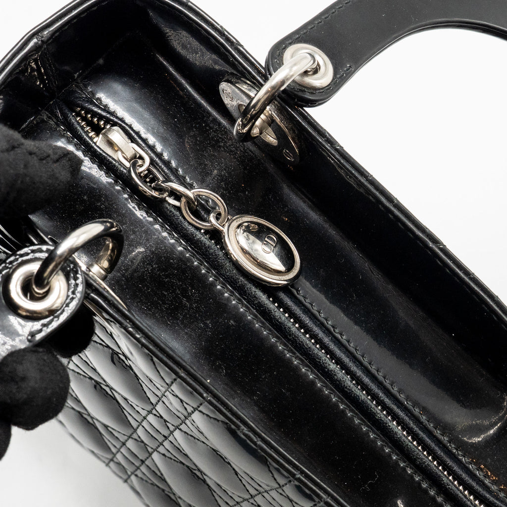 DIOR MEDIUM LADY DIOR PATENT BLACK SHW