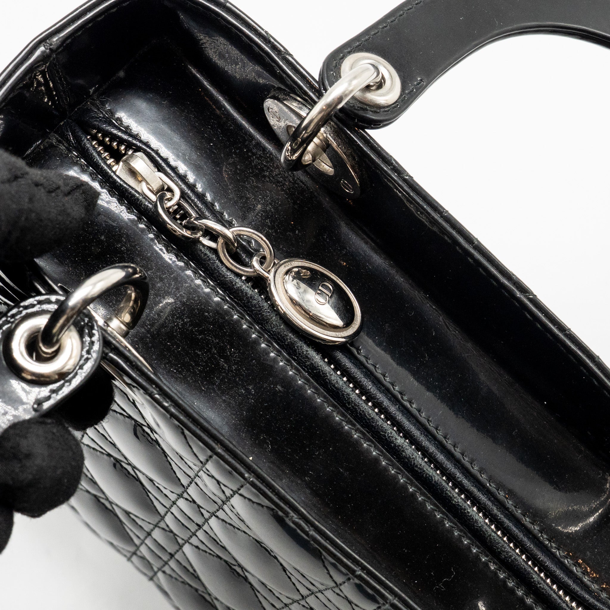 DIOR MEDIUM LADY DIOR PATENT BLACK SHW