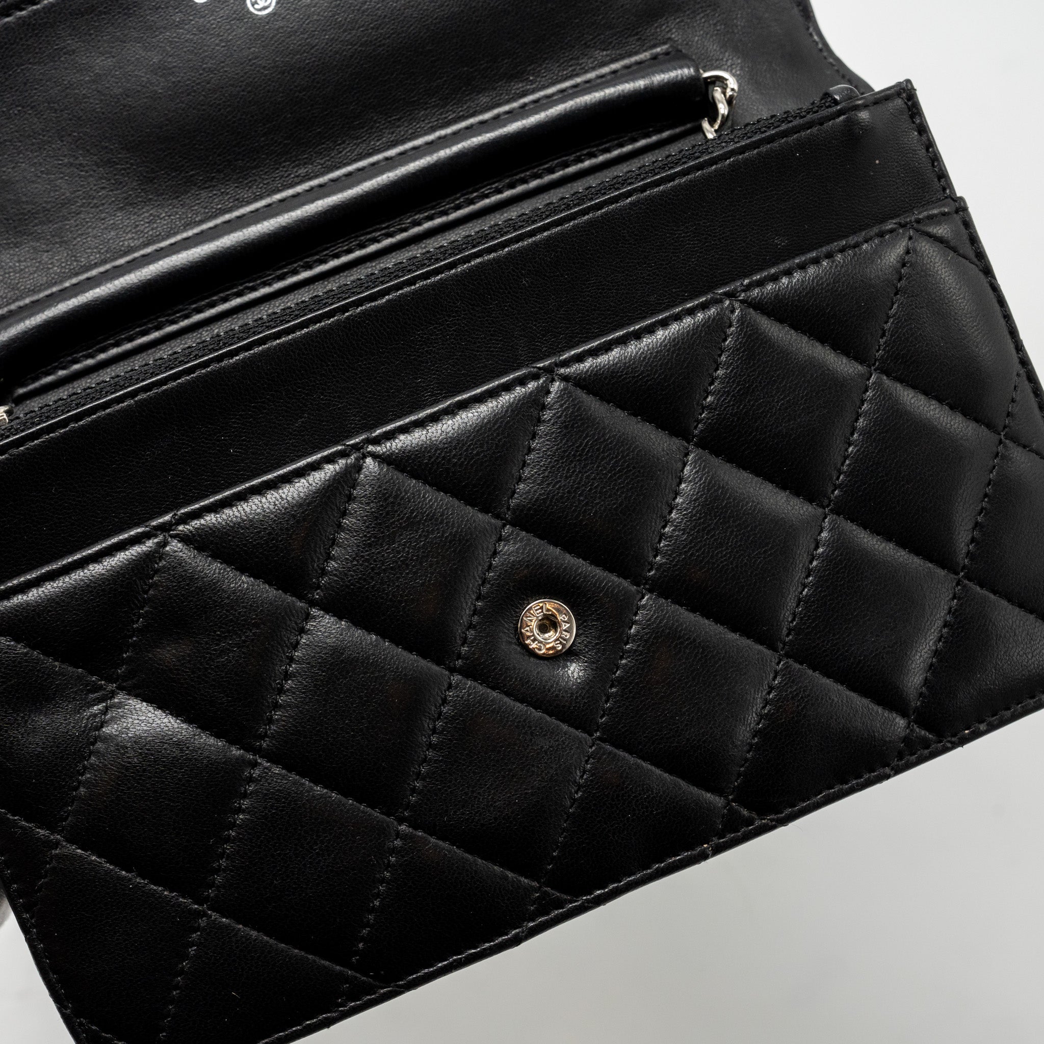 CHANEL CLASSIC WALLET ON CHAIN LAMBSKIN BLACK SHW