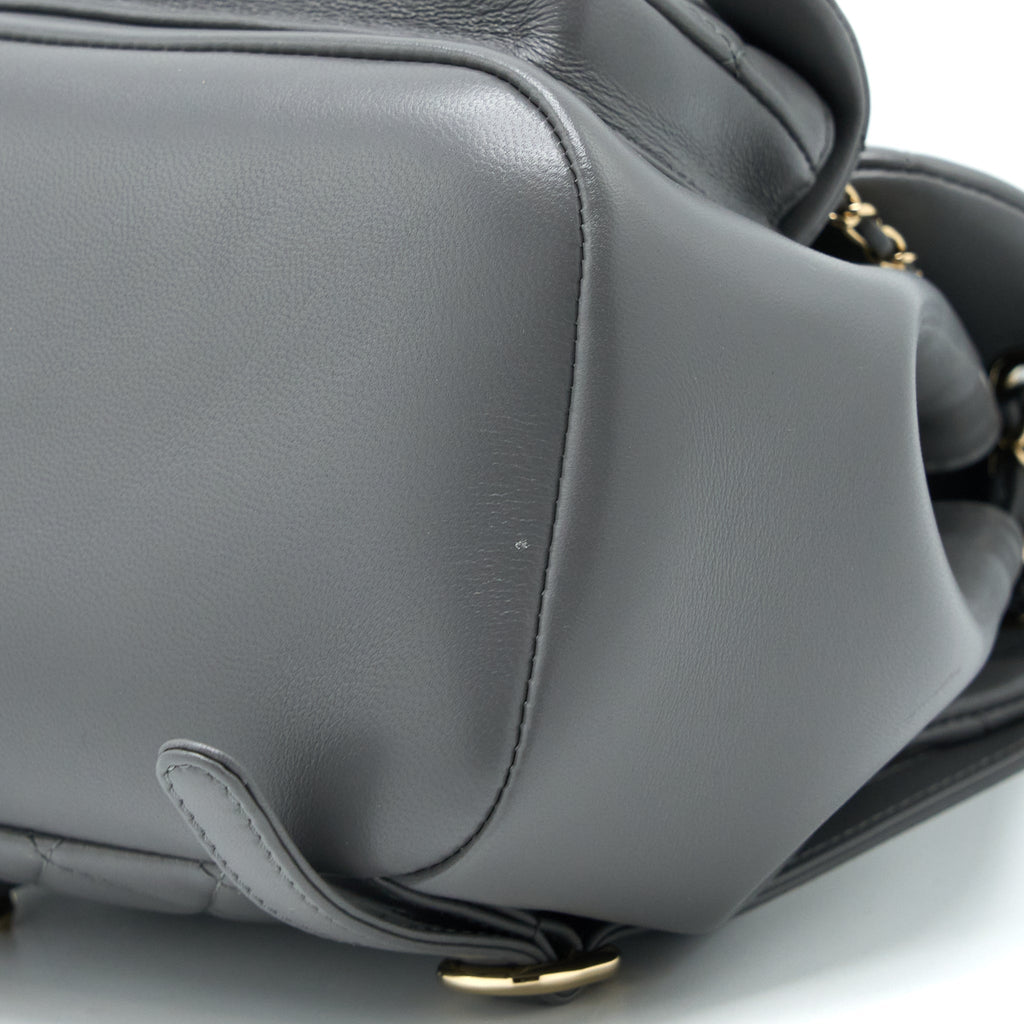 CHANEL 22A MIMI DUMA BACKPACK LAMBSKIN DARK GREY LGHW (MICROCHIP)
