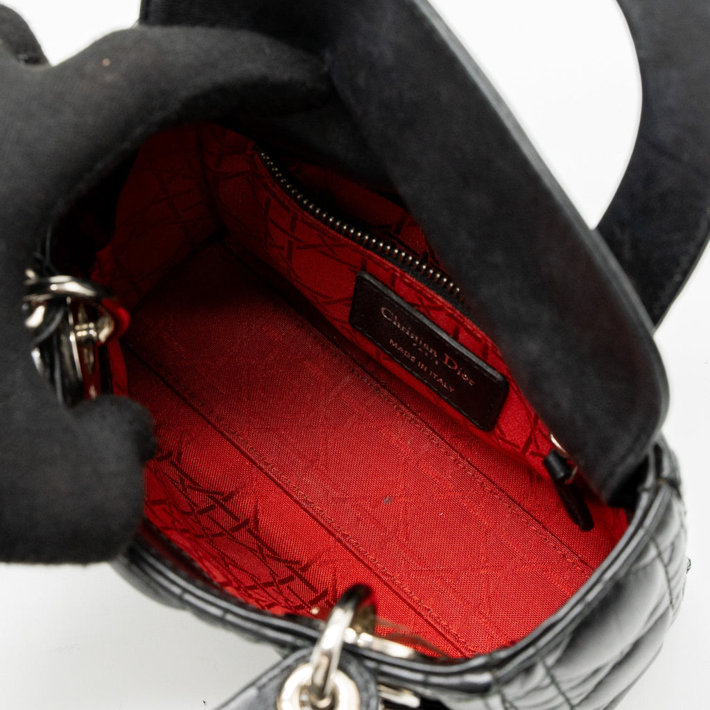 DIOR MINI LADY DIOR LAMBSKIN BLACK SHW