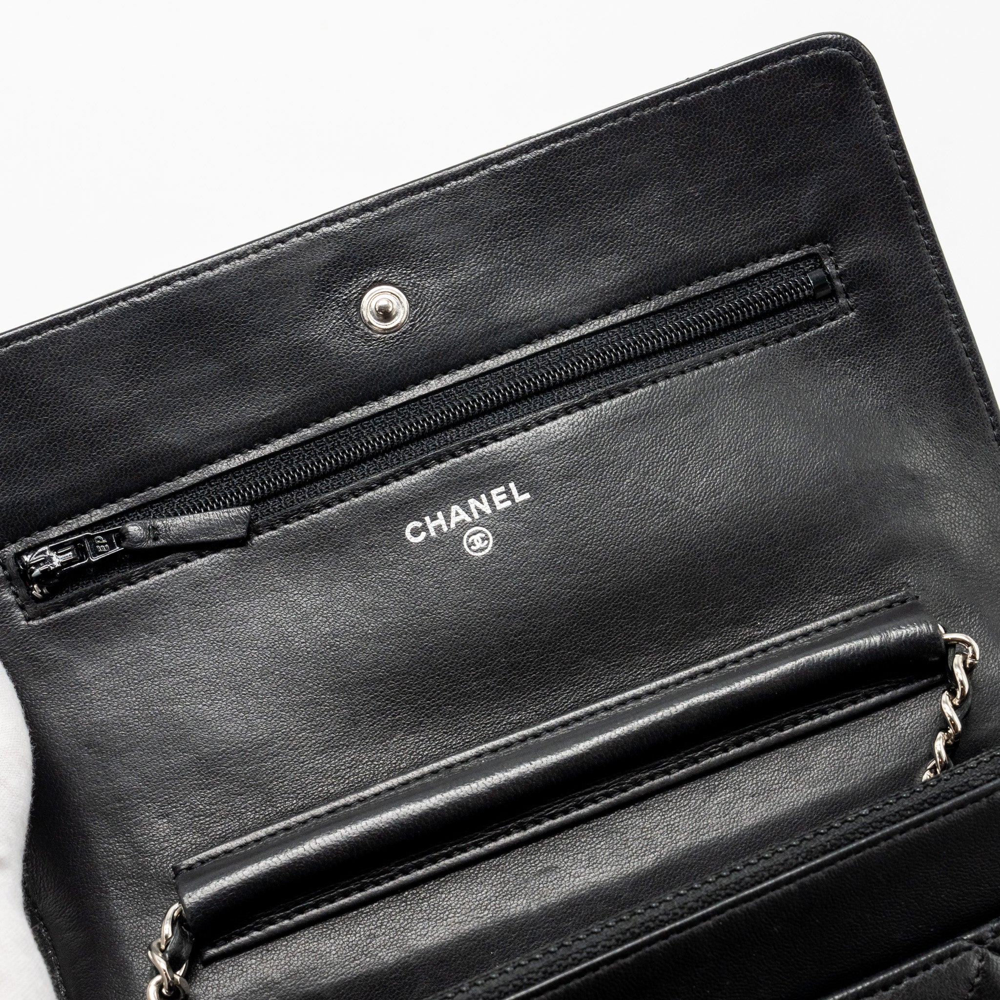 CHANEL CLASSIC WALLET ON CHAIN LAMBSKIN BLACK SHW