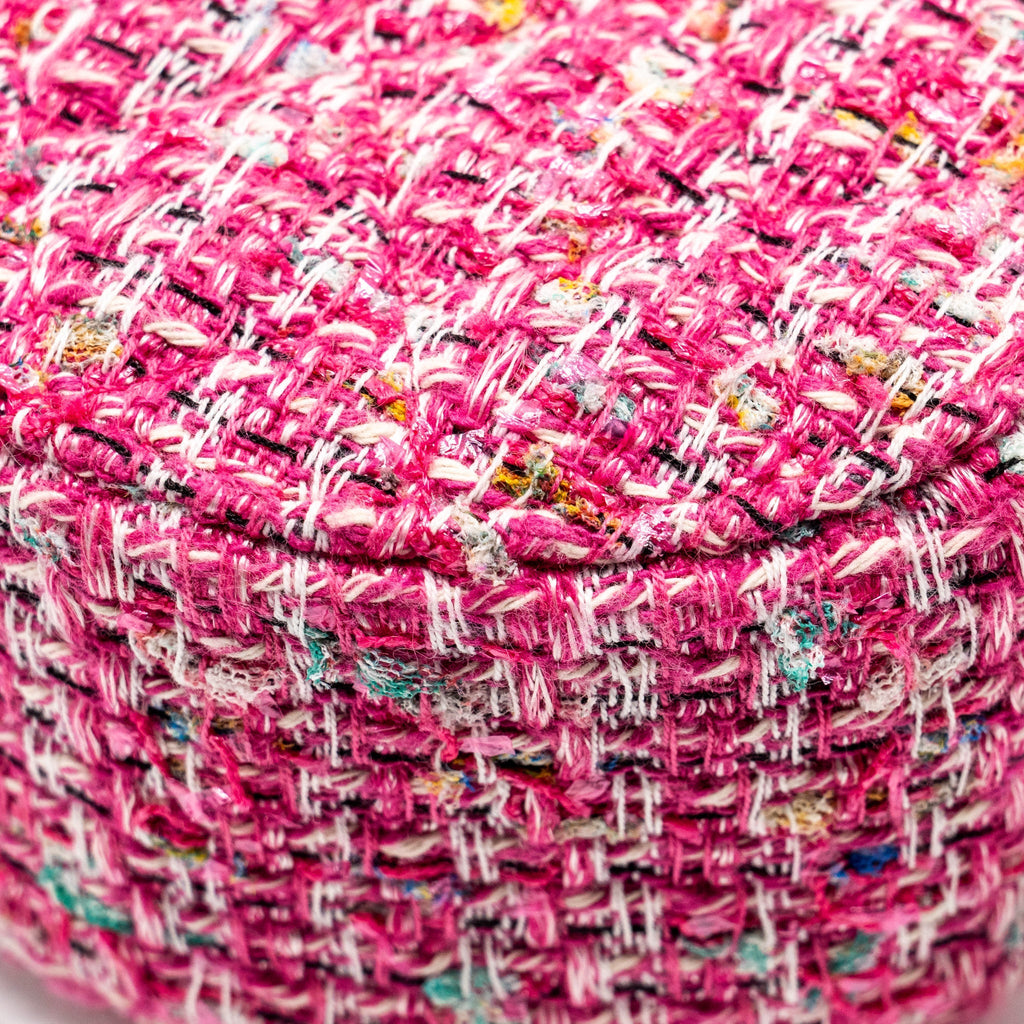 CHANEL ROUND CLUTCH WITH CHAIN TWEED PINK/MULTICOLOUR LGHW