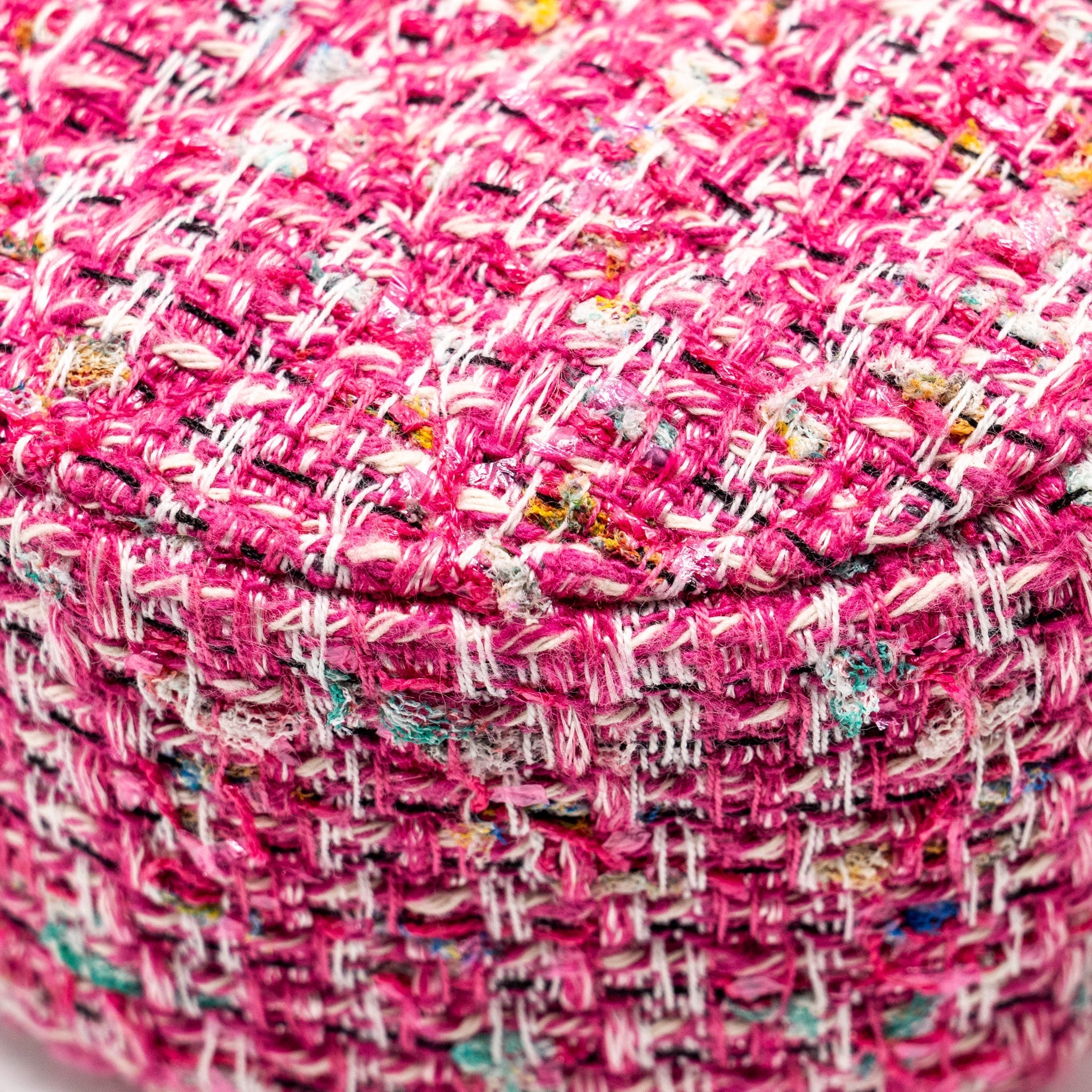 CHANEL ROUND CLUTCH WITH CHAIN TWEED PINK/MULTICOLOUR LGHW