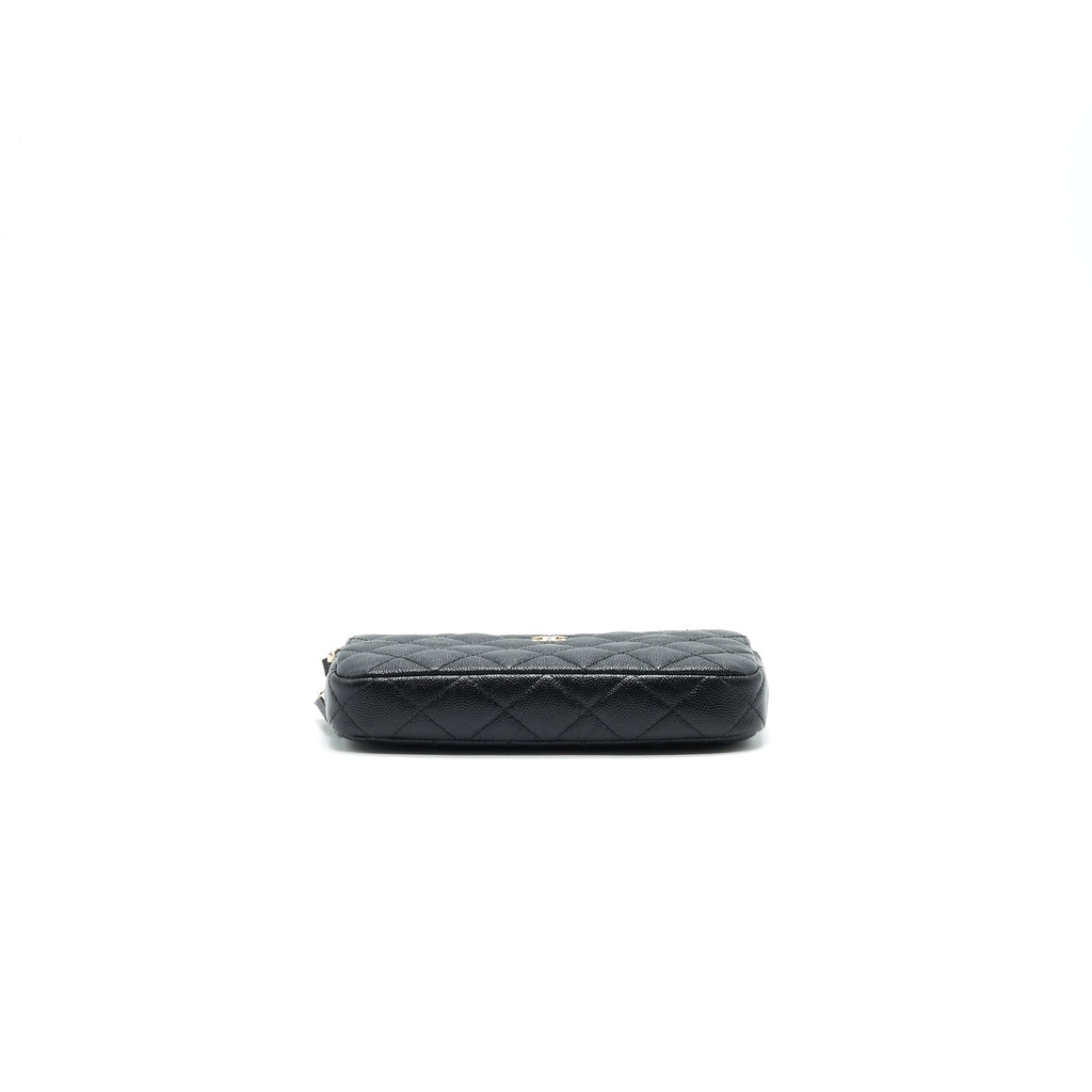 CHANEL DOUBLE ZIP WALLET ON CHAIN CAVIAR BLACK LGHW