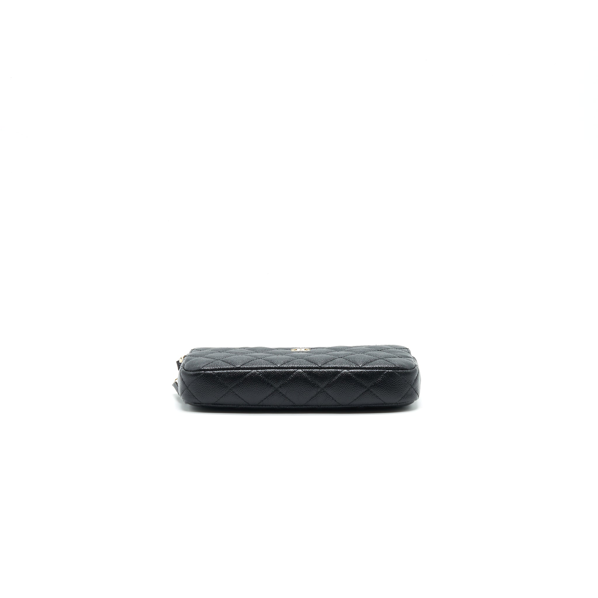 CHANEL DOUBLE ZIP WALLET ON CHAIN CAVIAR BLACK LGHW