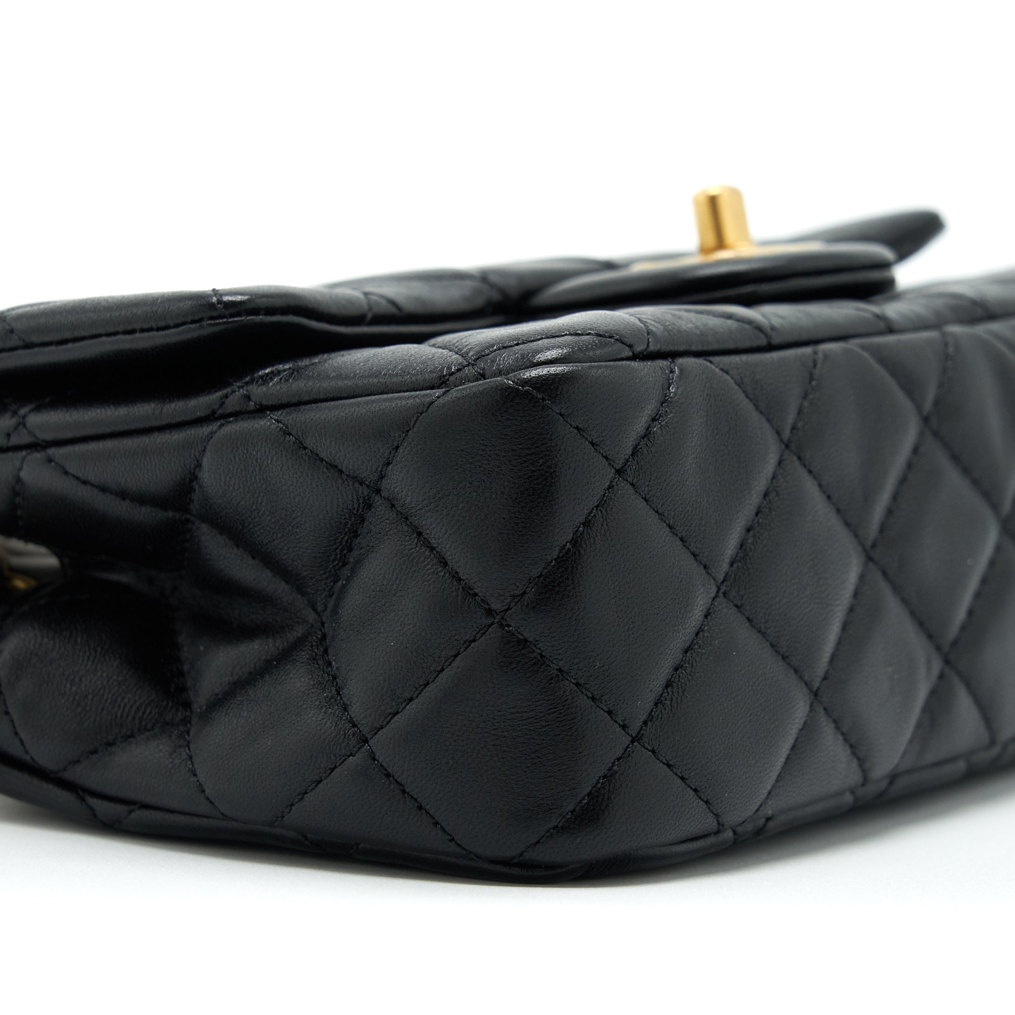 CHANEL 22S PEARL CRUSH MINI RECTANGULAR FLAP BAG LAMBSKIN BLACK GHW (MICROCHIP)