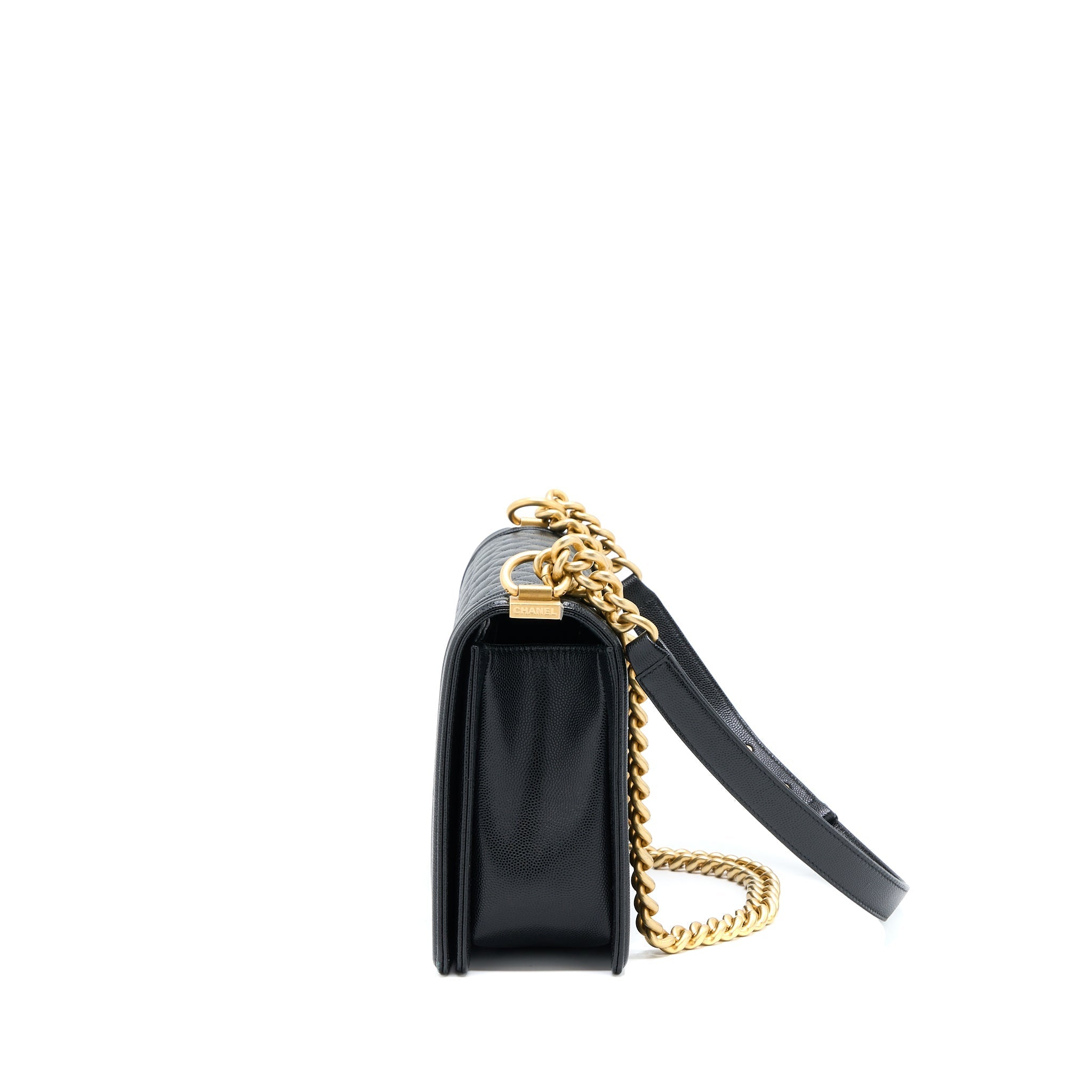 CHANEL BOY BAG 28CM CAVIAR BLACK BRUSHED GHW