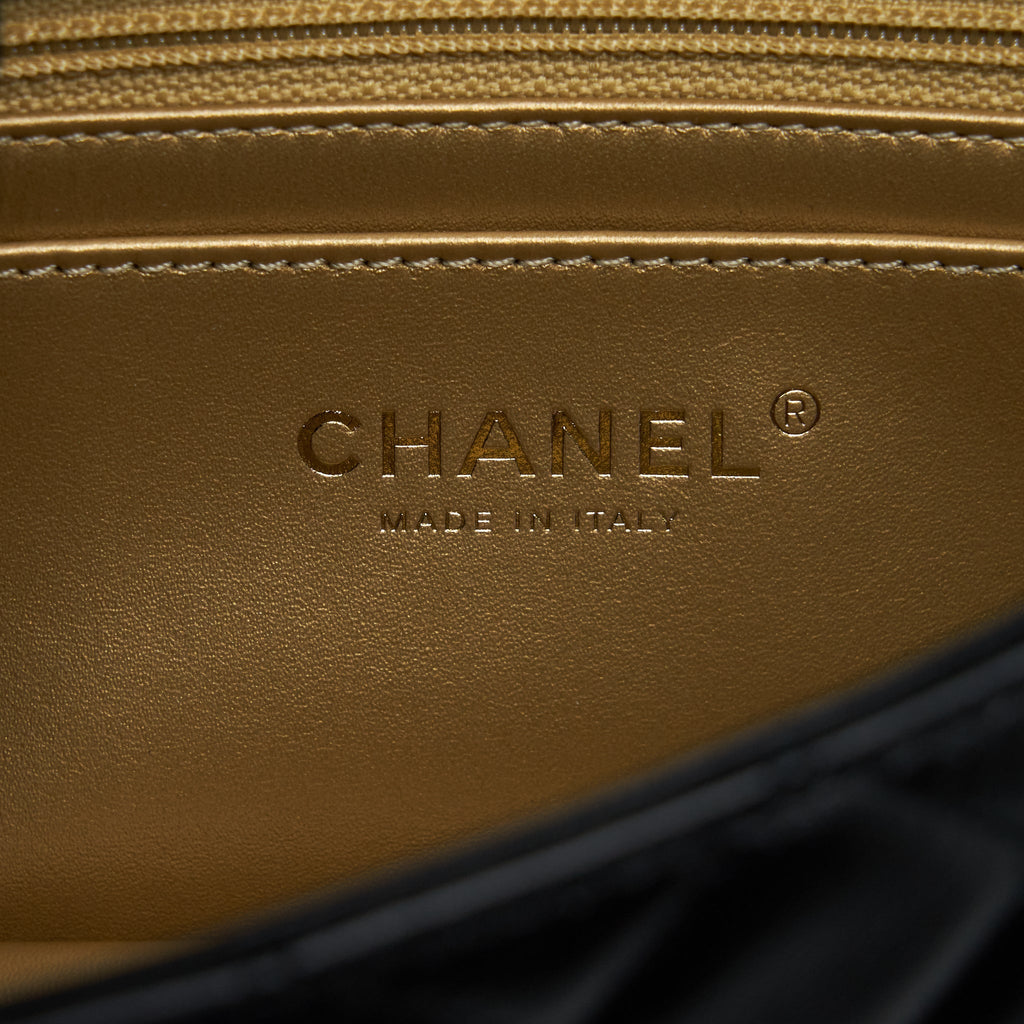 CHANEL 22S PEARL CRUSH MINI RECTANGULAR FLAP BAG LAMBSKIN BLACK GHW (MICROCHIP)