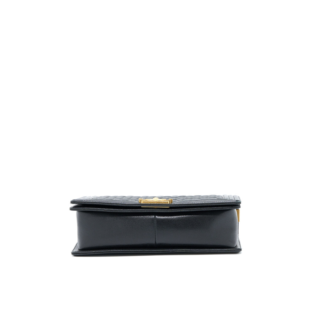 CHANEL BOY BAG 28CM CAVIAR BLACK BRUSHED GHW