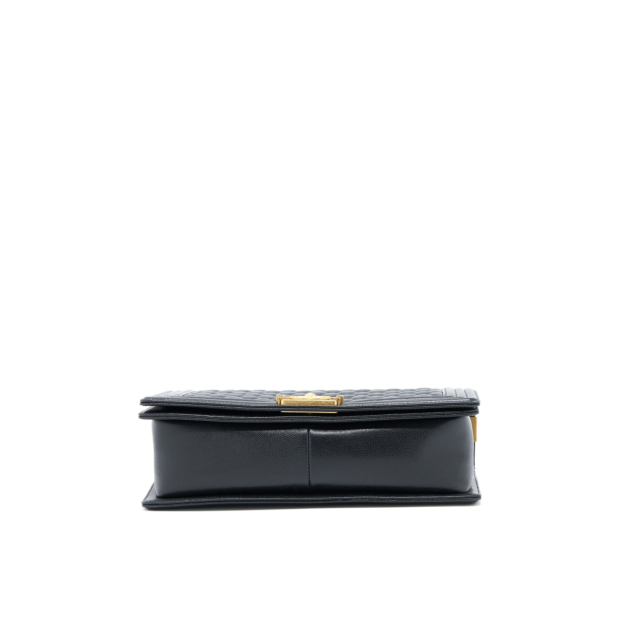 CHANEL BOY BAG 28CM CAVIAR BLACK BRUSHED GHW