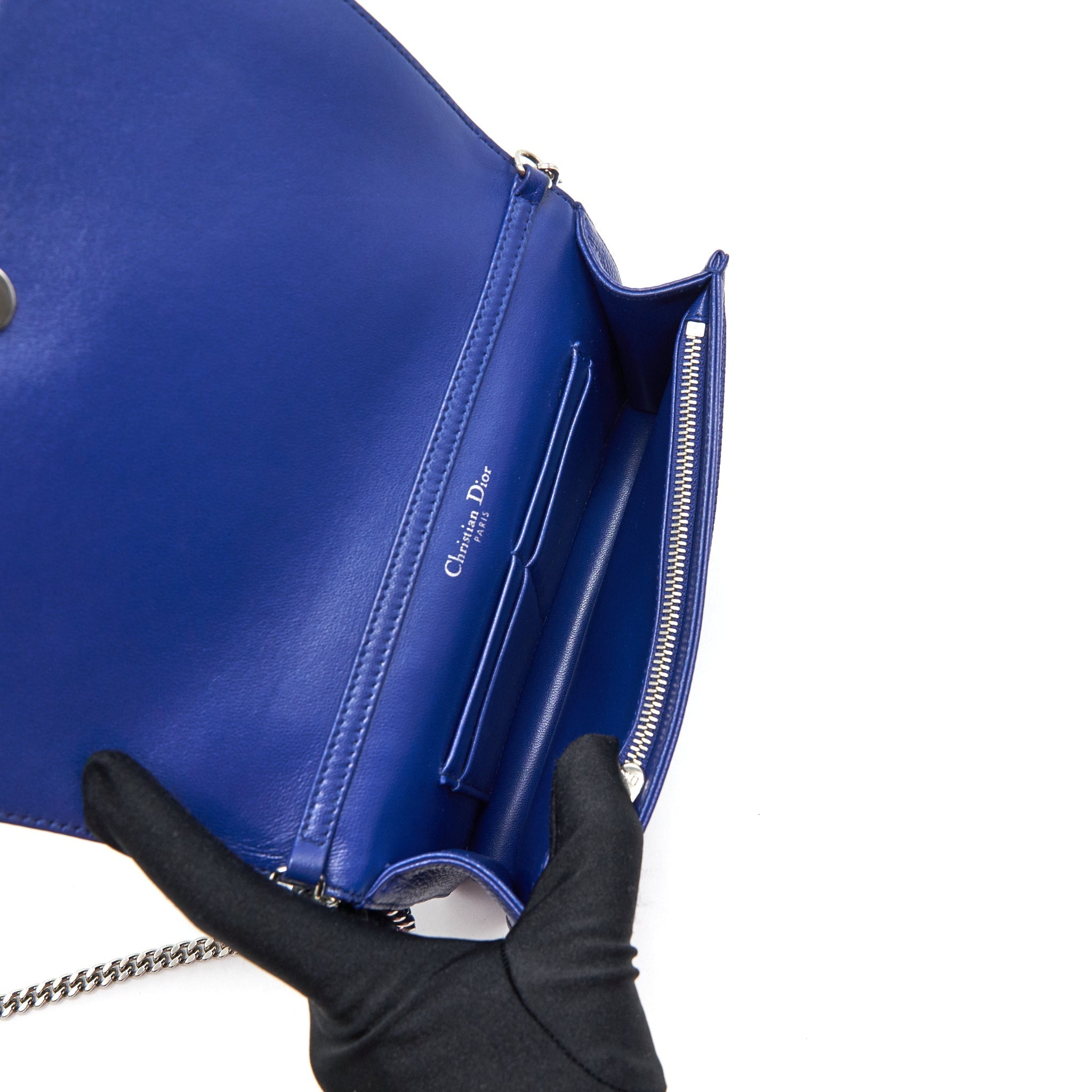 DIOR DIORAMA WALLET ON CHAIN BLUE WITH SHW