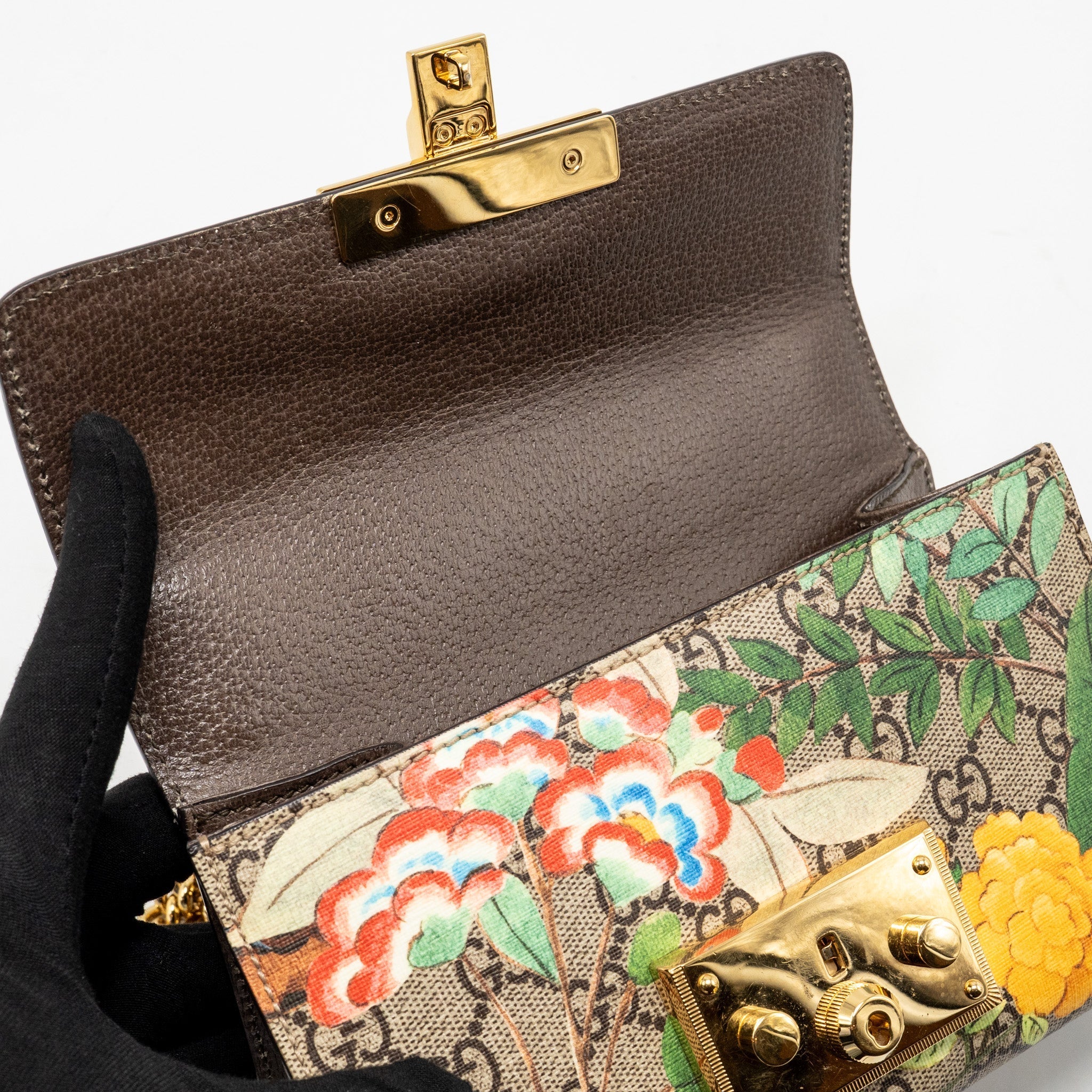 GUCCI SMALL PADLOCK SHOULDER BAG TIAN GG SUPREME CANVAS/LEATHER BROWN/MULTICOLOUR GHW