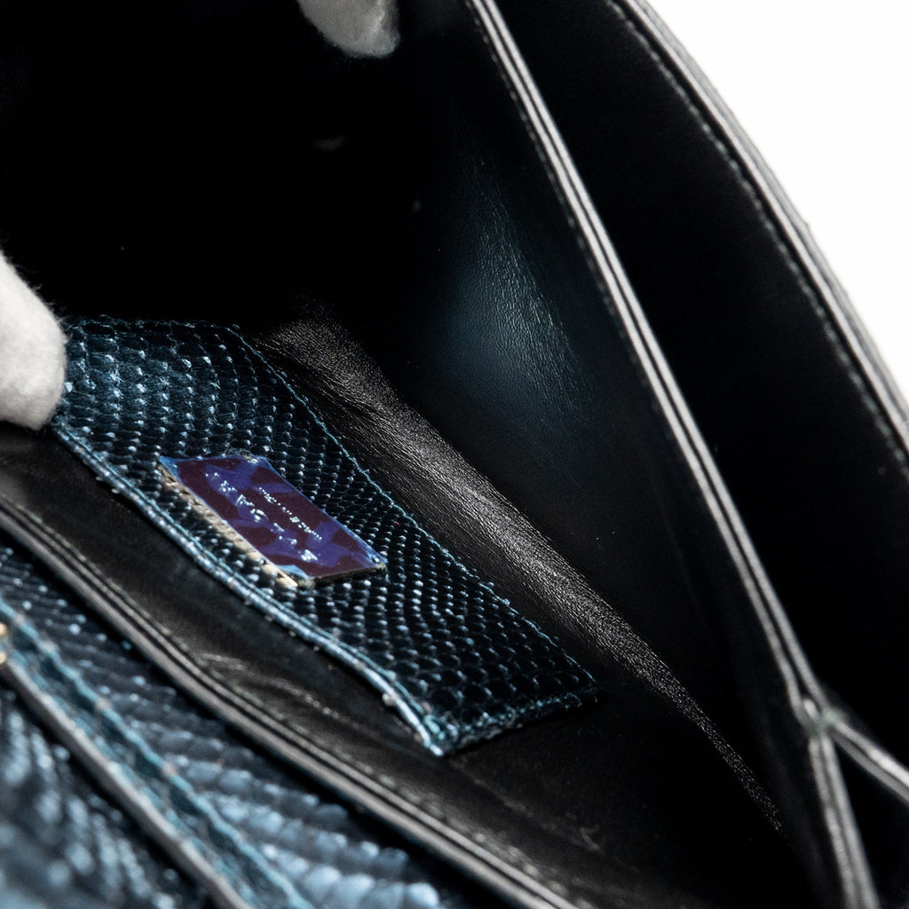 BVLGARI CLUTCH BAG PYTHON/NAPPA ROYAL SAPPHIRE/BLACK LGHW