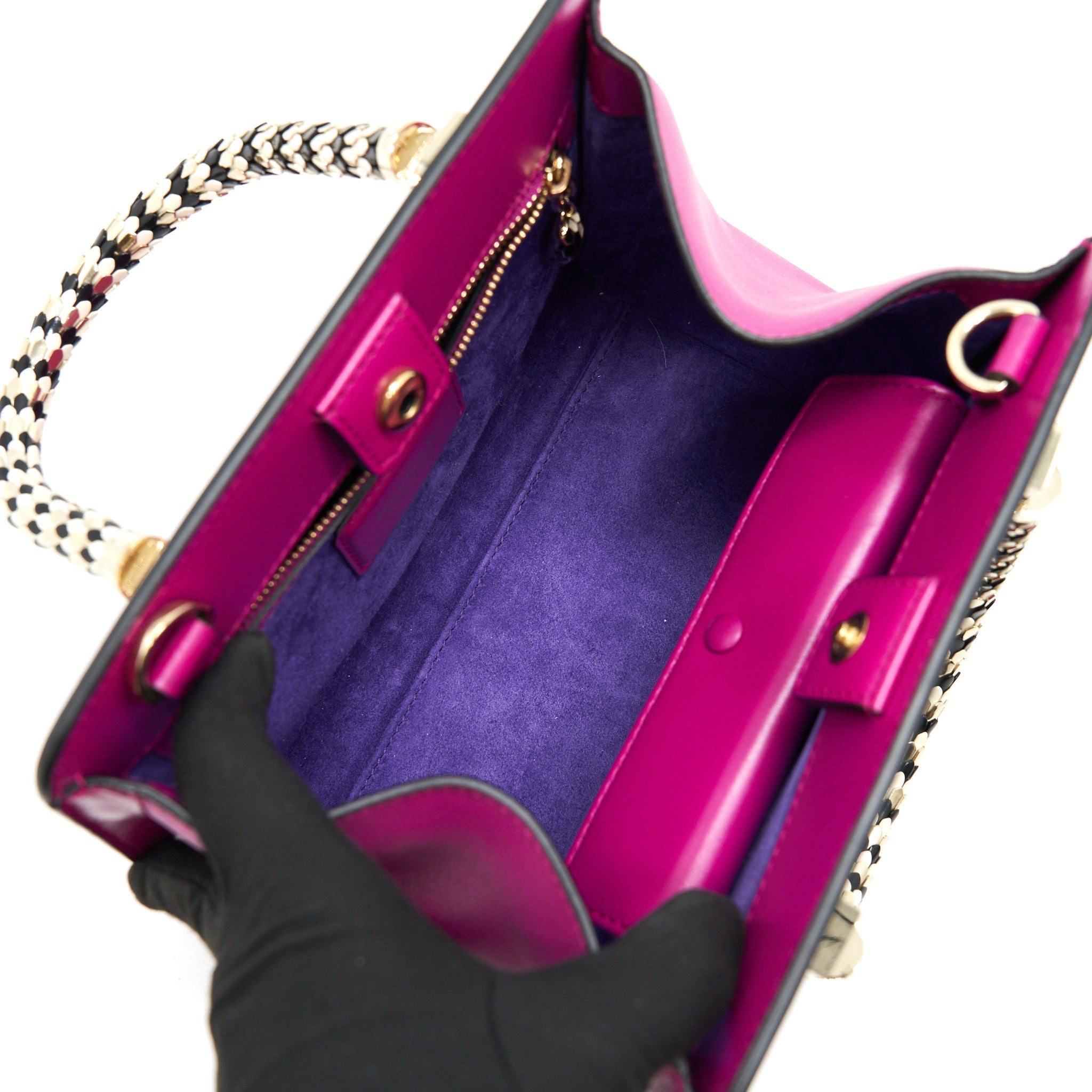 BVLGARI TOP HANDLE TOTE BAG WITH LONG STRAP PINK LGHW