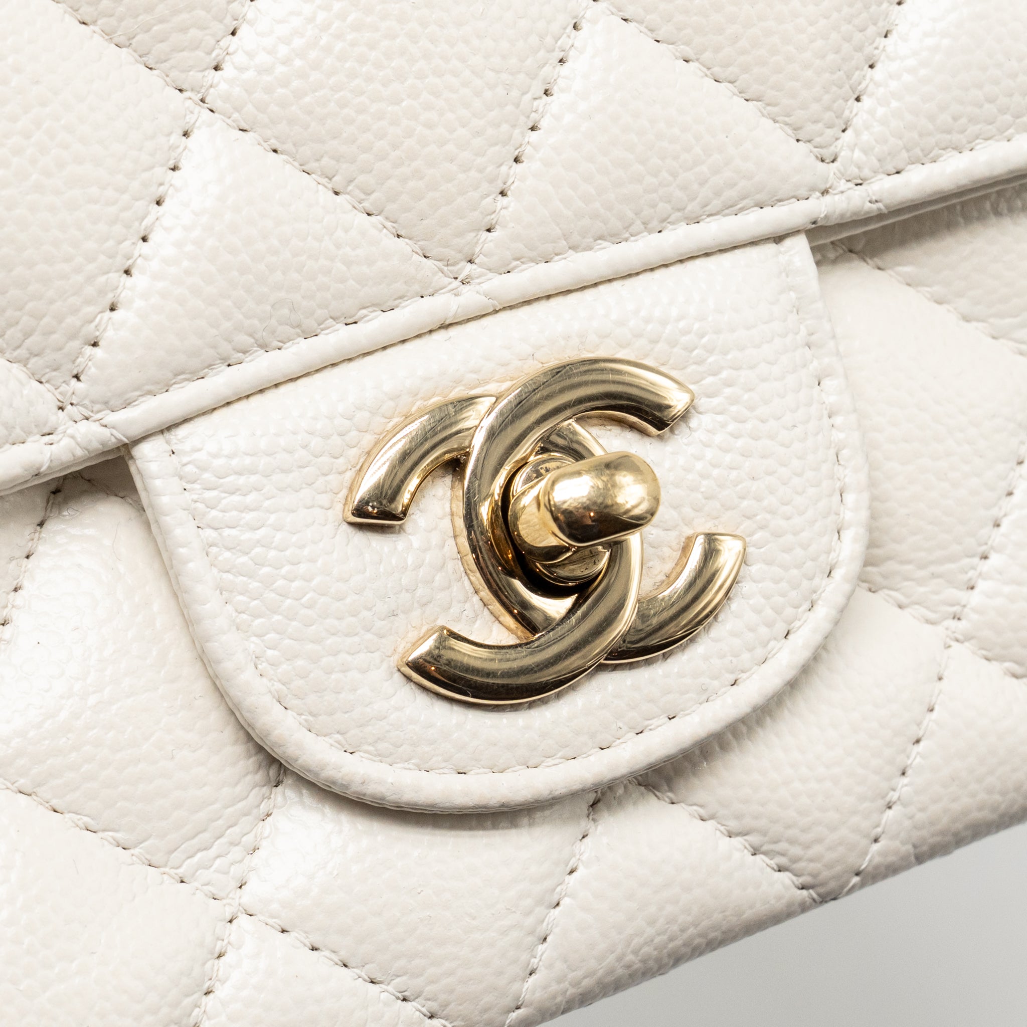CHANEL MINI RECTANGULAR FLAP BAG CAVIAR WHITE LGHW