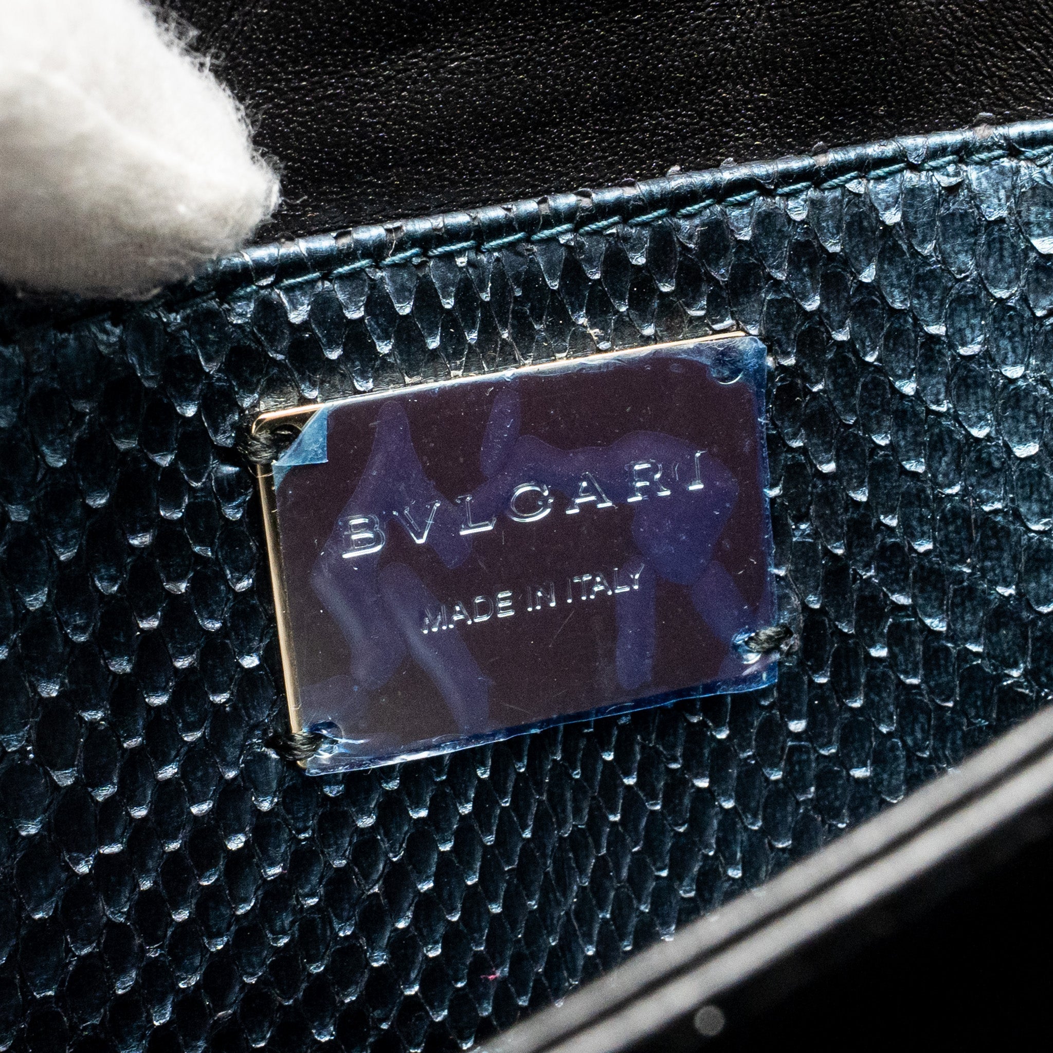 BVLGARI CLUTCH BAG PYTHON/NAPPA ROYAL SAPPHIRE/BLACK LGHW