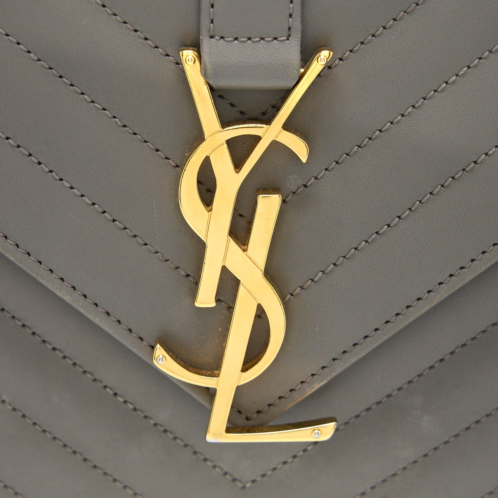 SAINT LAURENT ENVELOPE LARGE BAG CALFSKIN GREY GHW