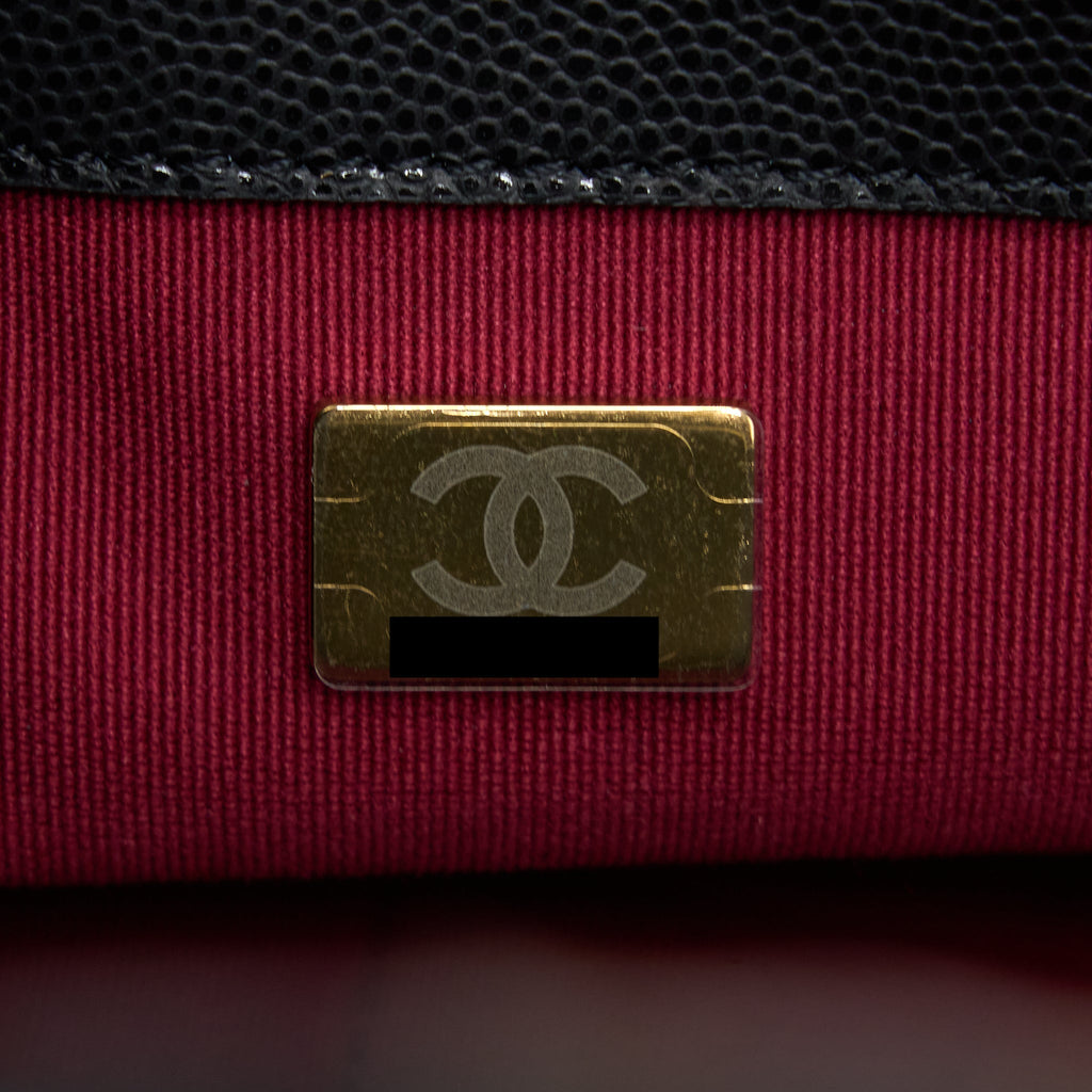 CHANEL 22A SMALL FLAP BAG GRAINED SHINY CALFSKIN BLACK BRUSHED GHW(MICROCHIP)