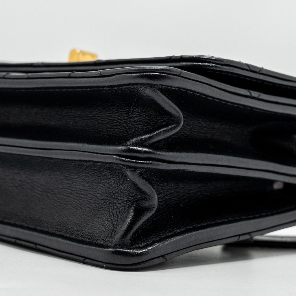 CHANEL MINI 2.55 REISSUE WALLET ON CHAIN AGED CALFSKIN BLACK GHW (MICROCHIP)