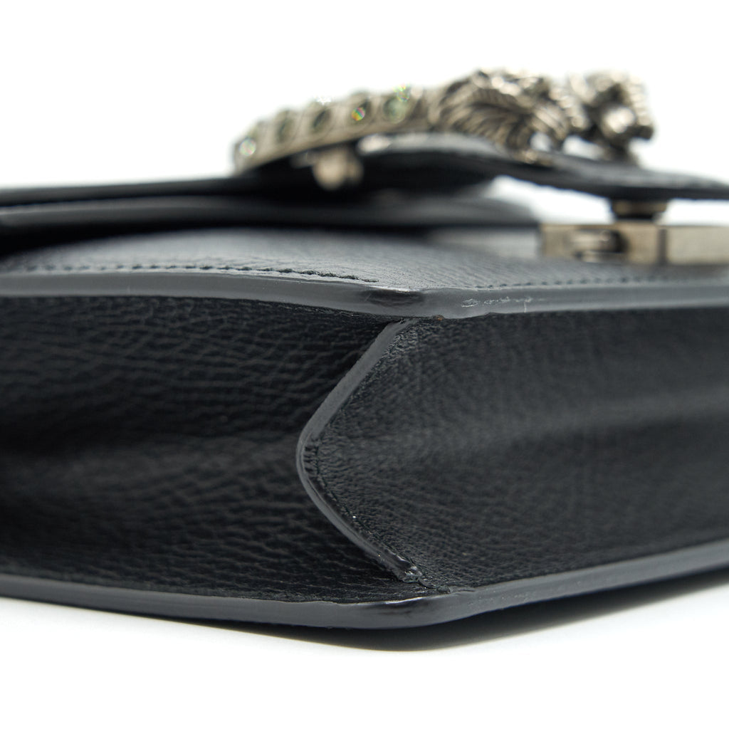 GUCCI BLACK LEATHER DIONYSUS MINI BAG WITH SHW