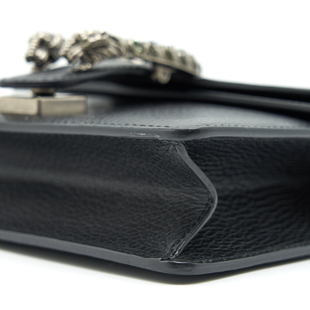 GUCCI BLACK LEATHER DIONYSUS MINI BAG WITH SHW