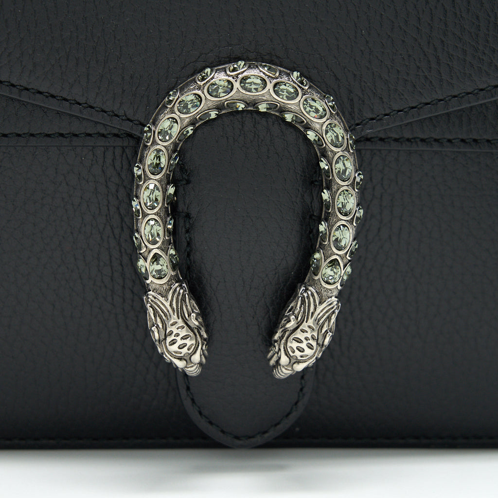 GUCCI BLACK LEATHER DIONYSUS MINI BAG WITH SHW