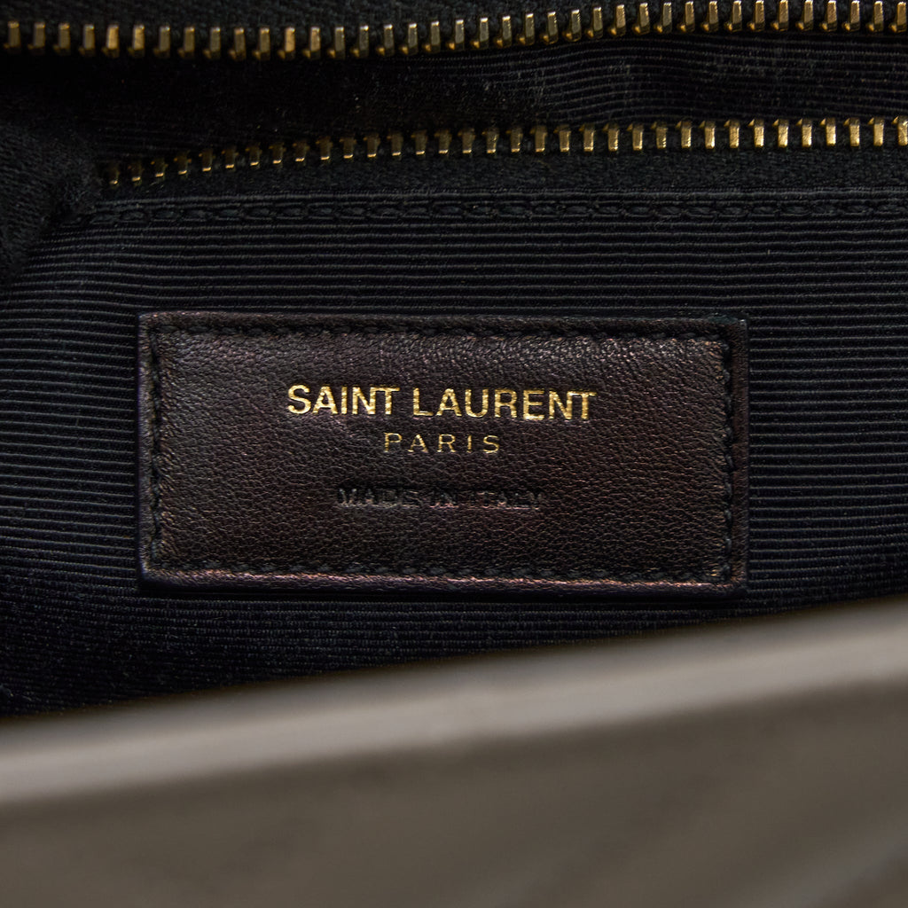 SAINT LAURENT ENVELOPE LARGE BAG CALFSKIN GREY GHW