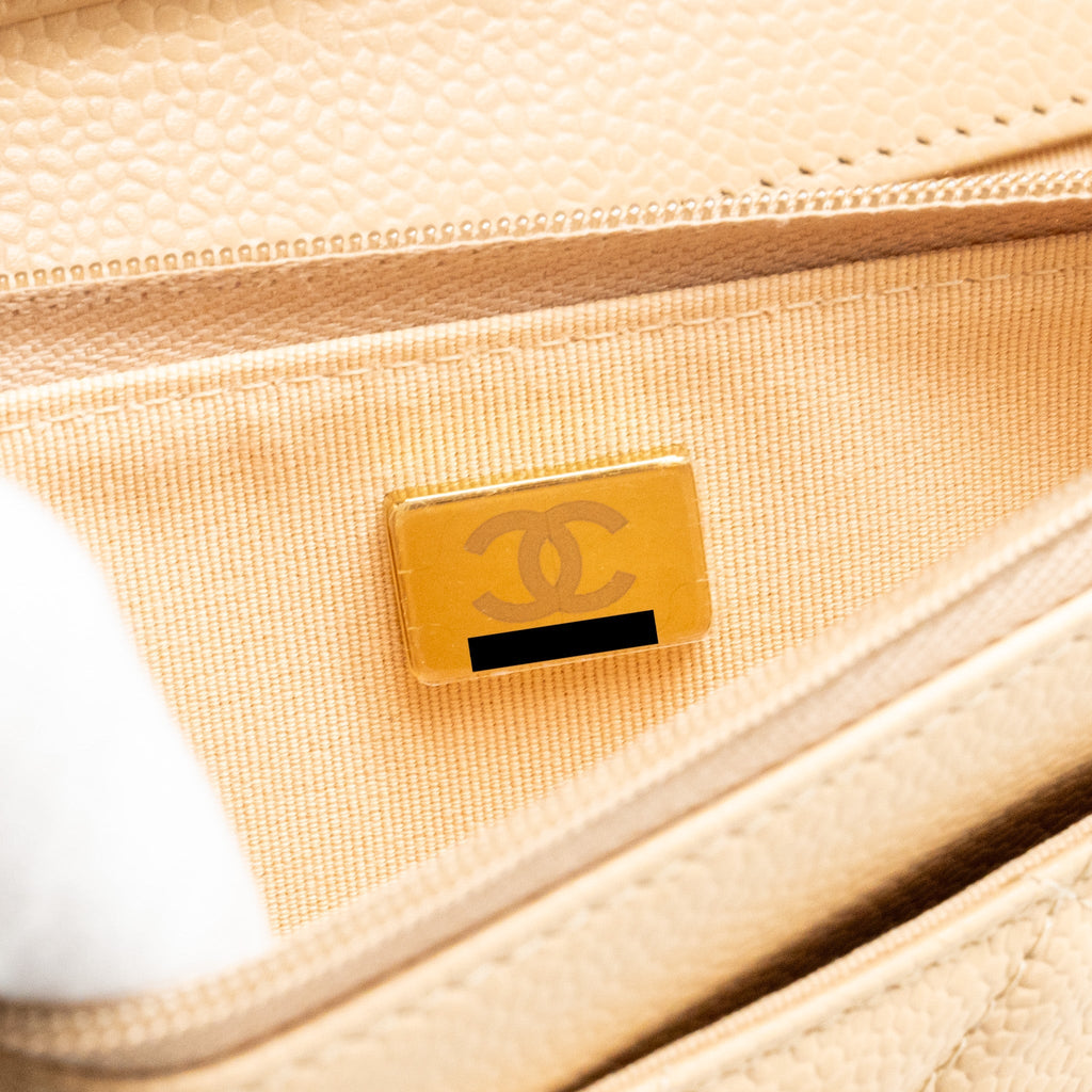 CHANEL CLASSIC WALLET ON CHAIN CAVIAR BEIGE GHW (MICROCHIP)