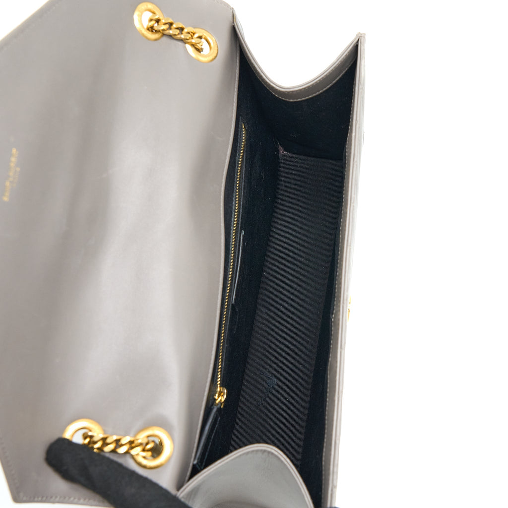 SAINT LAURENT ENVELOPE LARGE BAG CALFSKIN GREY GHW