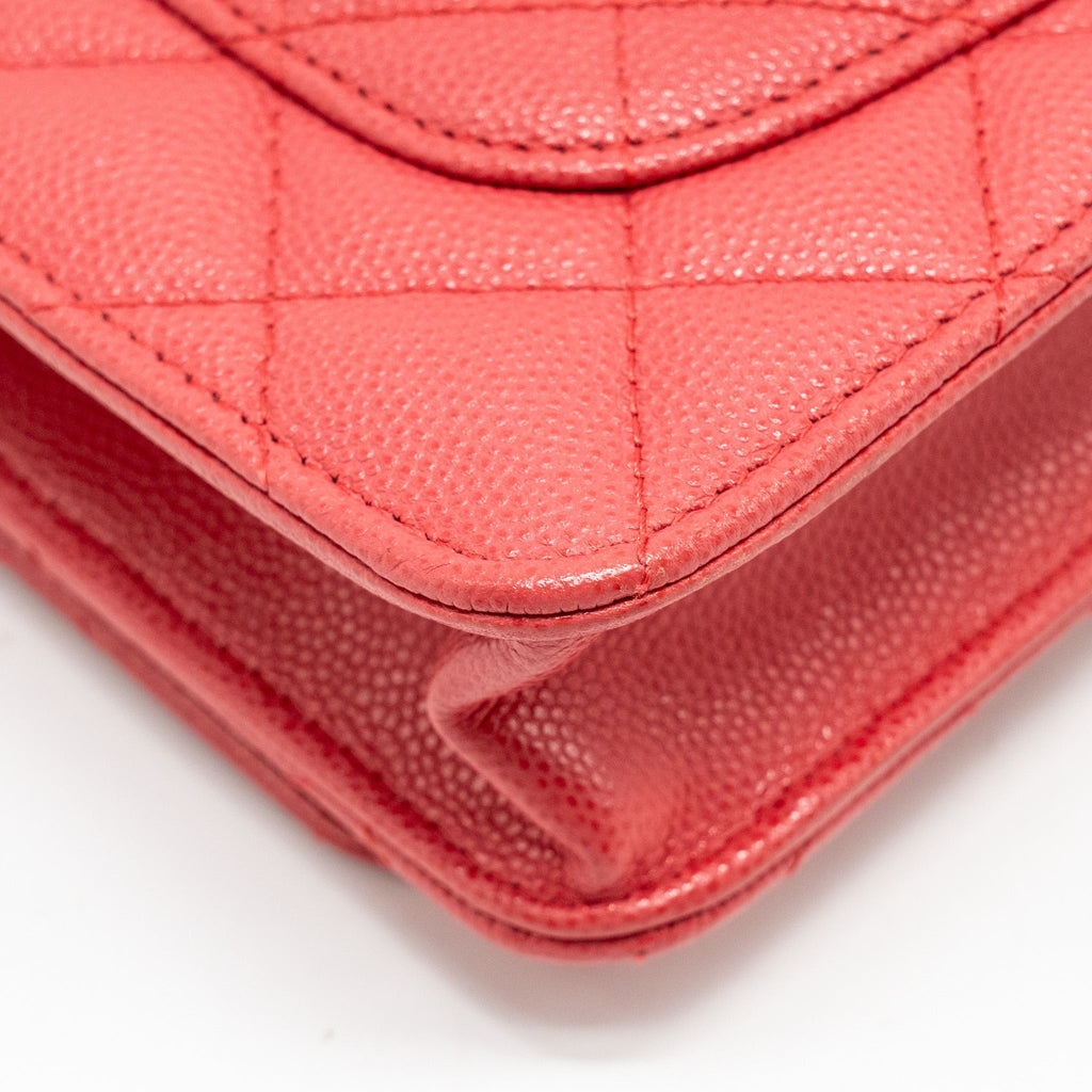 CHANEL CLASSIC WALLET ON CHAIN CAVIAR PINK GHW