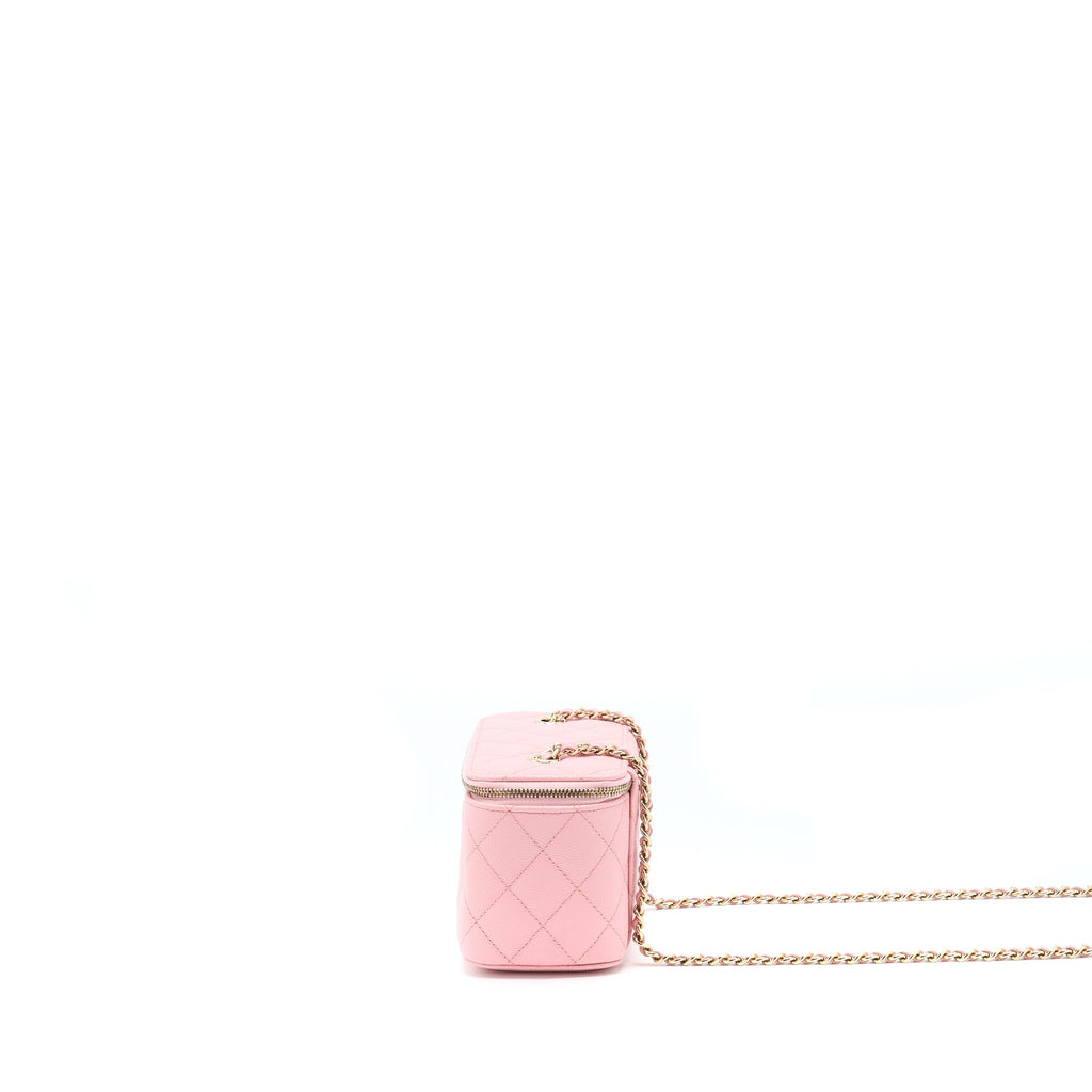 CHANEL 22C LONG VANITY WITH CHAIN CAVIAR PINK LGHW