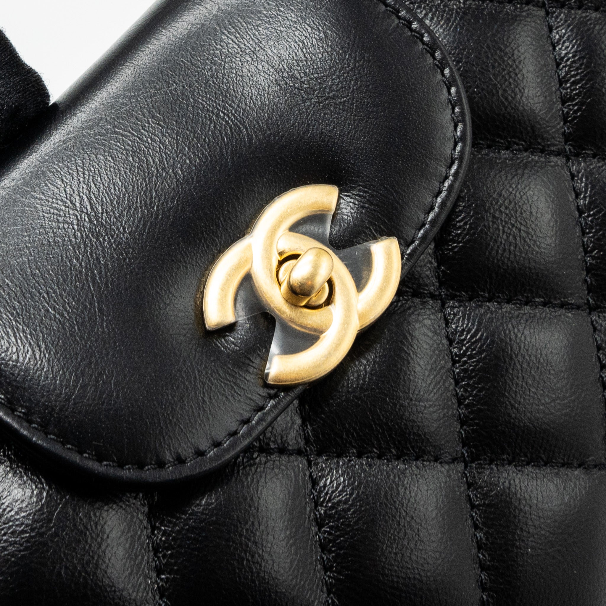 CHANEL 23K MINI SHOPPING BAG CALFSKIN BLACK BRUSHED GHW(MICROCHIP)