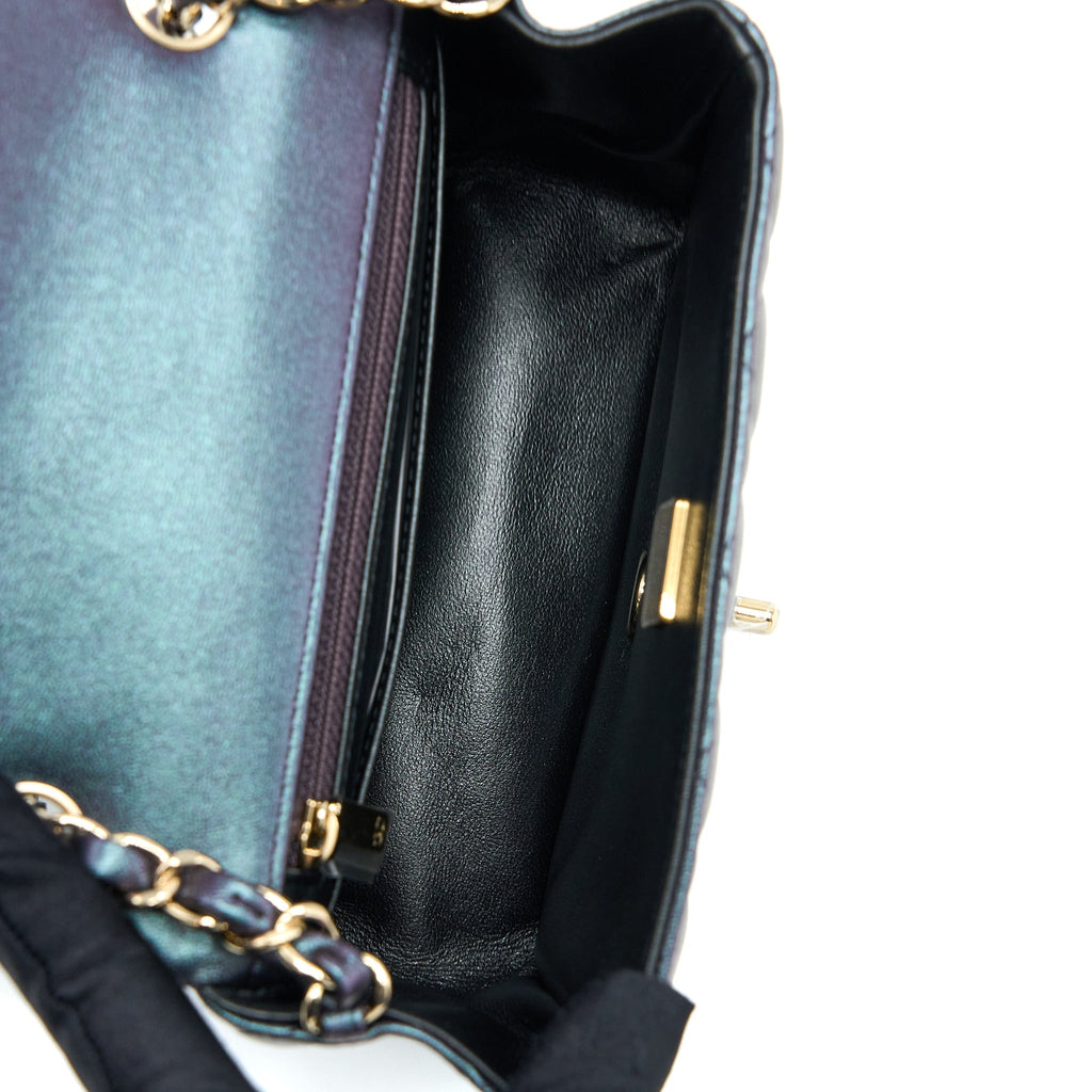 CHANEL 22B MINI SQUARE PEARLY LAMBSKIN BLACK LGHW (MICROCHIP)