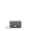 CHANEL 22A MINI RECTANGULAR FLAP BAG LAMBSKIN GREY LGHW (MICROCHIP)