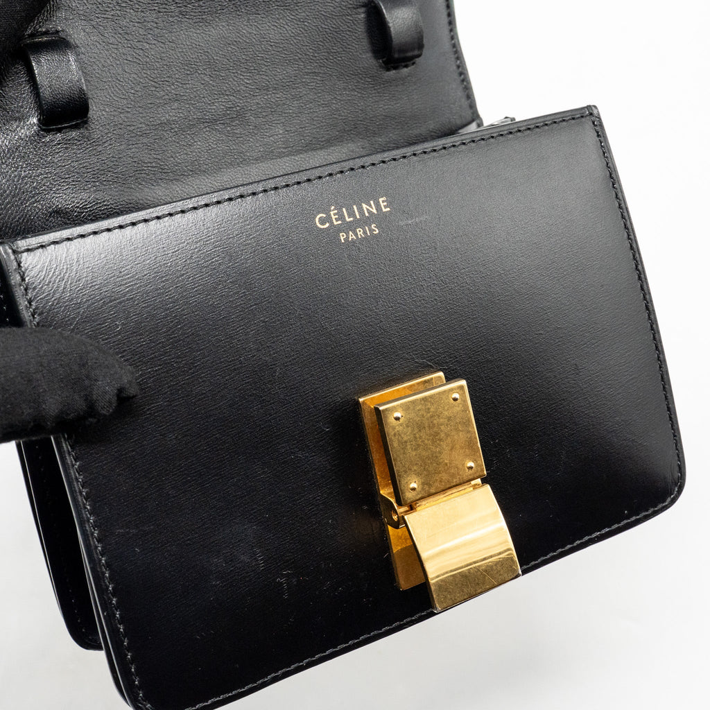 CELINE MINI CLASSIC BOX BAG CALFSKIN BLACK GHW