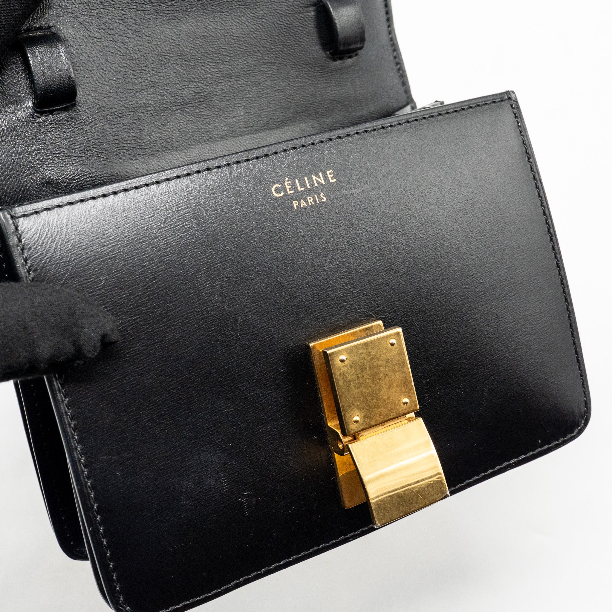 CELINE MINI CLASSIC BOX BAG CALFSKIN BLACK GHW