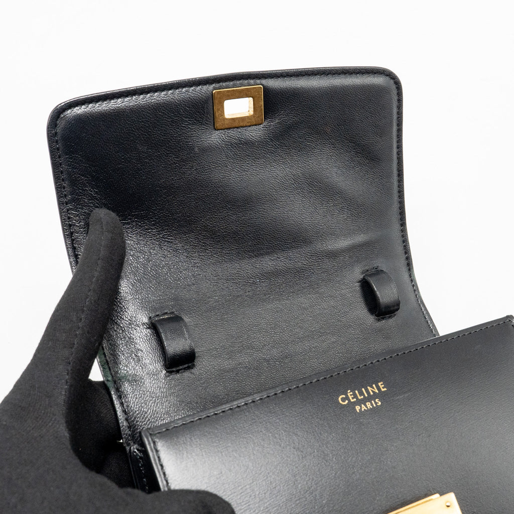 CELINE MINI CLASSIC BOX BAG CALFSKIN BLACK GHW