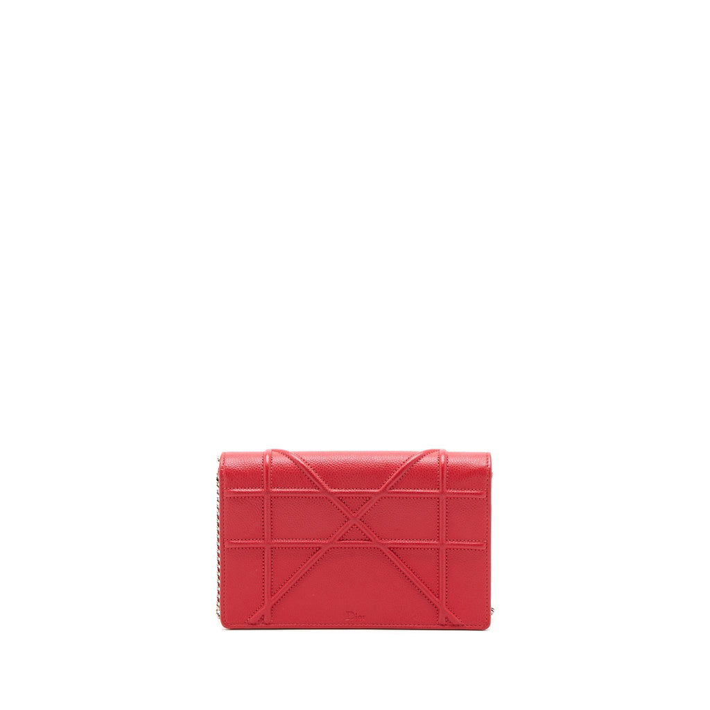 DIOR DIORAMA WALLET ON CHAIN CALFSKIN RED SHW