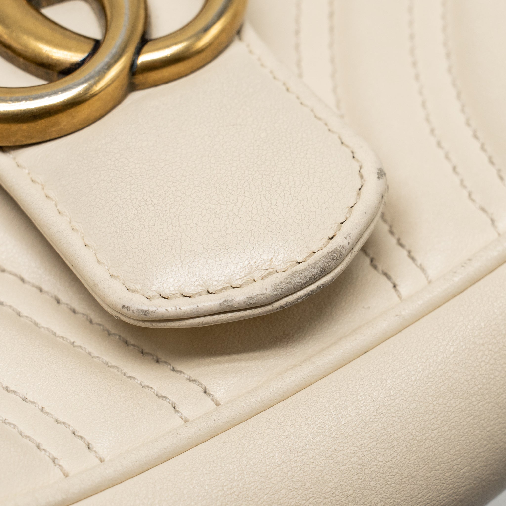 GUCCI MINI MARMONT BAG CALFSKIN WHITE GHW