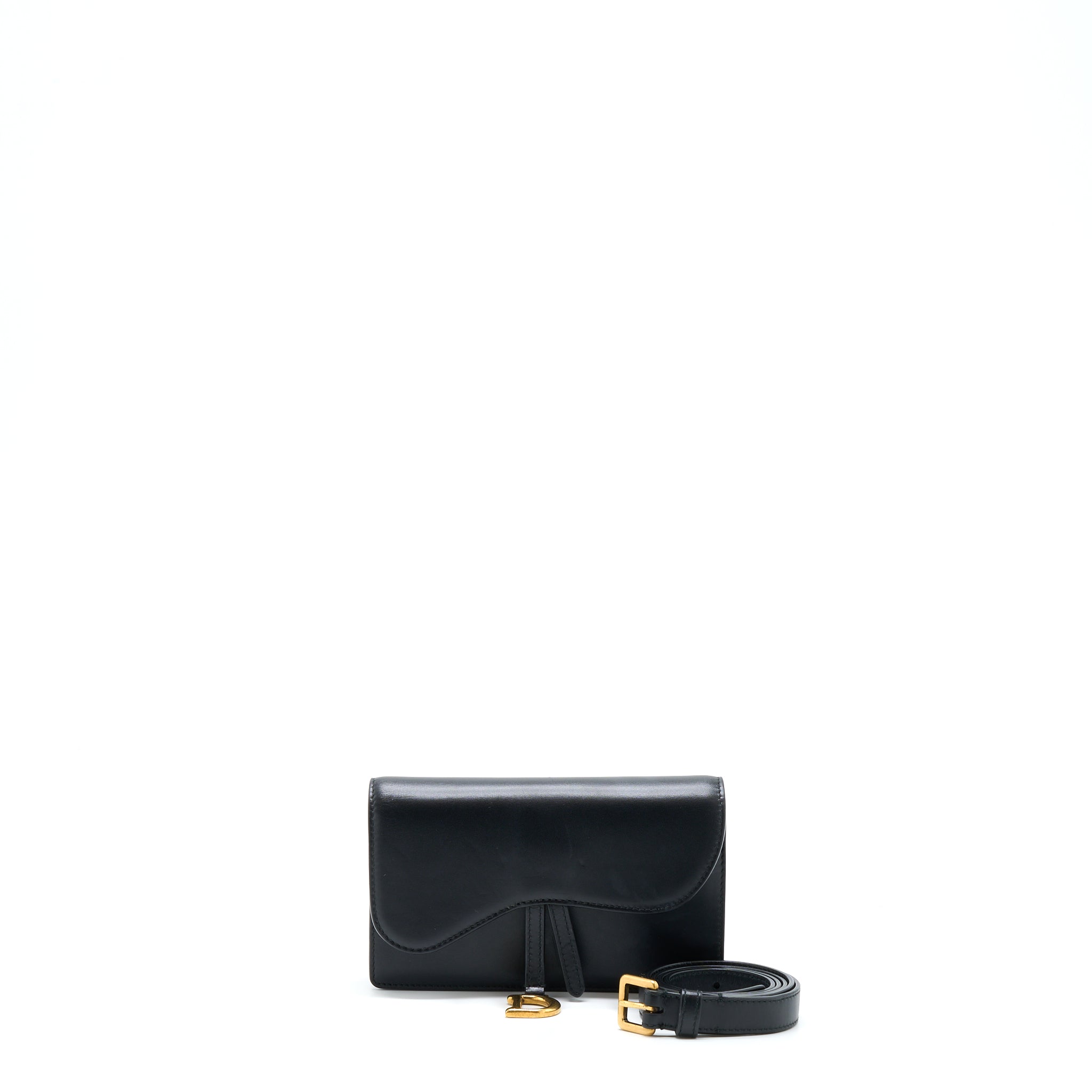 DIOR MINI SADDLE BELT BAG CALFSKIN BLACK GHW