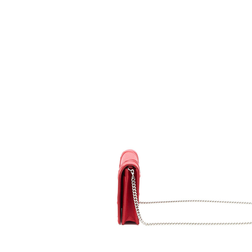DIOR DIORAMA WALLET ON CHAIN CALFSKIN RED SHW