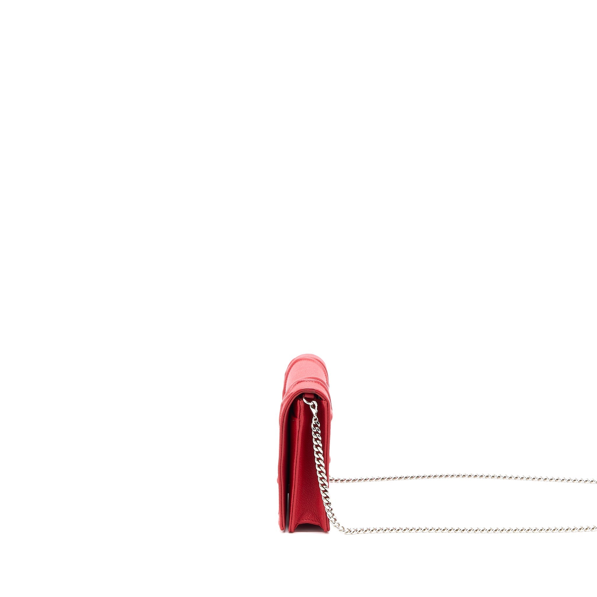 DIOR DIORAMA WALLET ON CHAIN CALFSKIN RED SHW