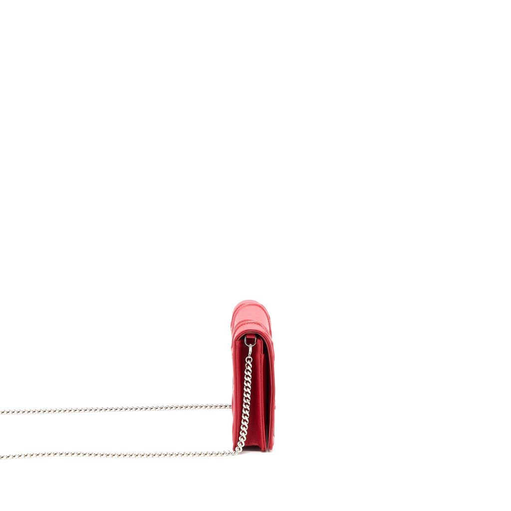 DIOR DIORAMA WALLET ON CHAIN CALFSKIN RED SHW