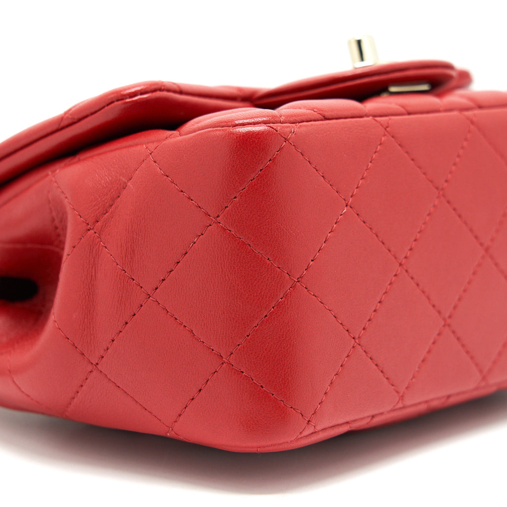 CHANEL MINI SQUARE FLAP BAG RED LGHW