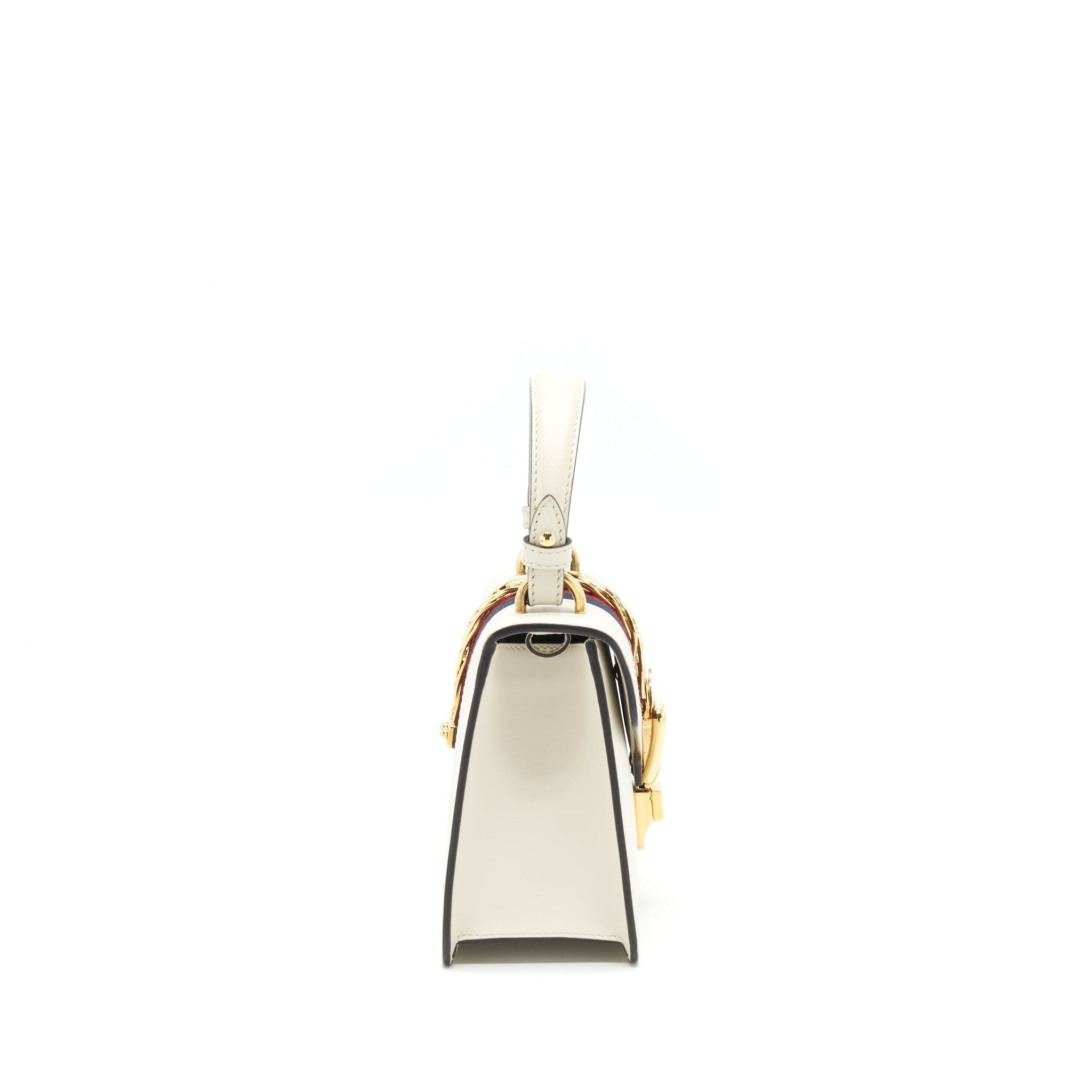 GUCCI MINI TOP HANDLE SYLVIE BAG WHITE GHW