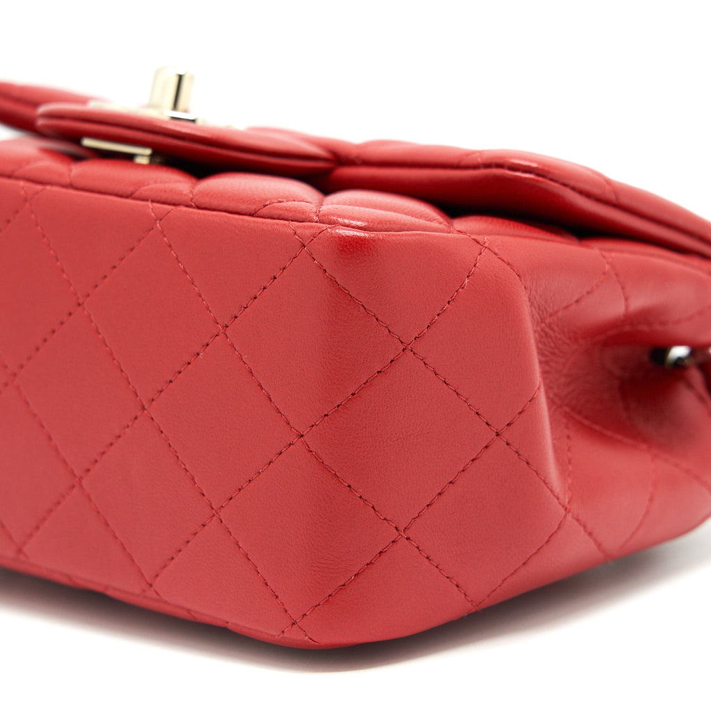 CHANEL MINI SQUARE FLAP BAG RED LGHW