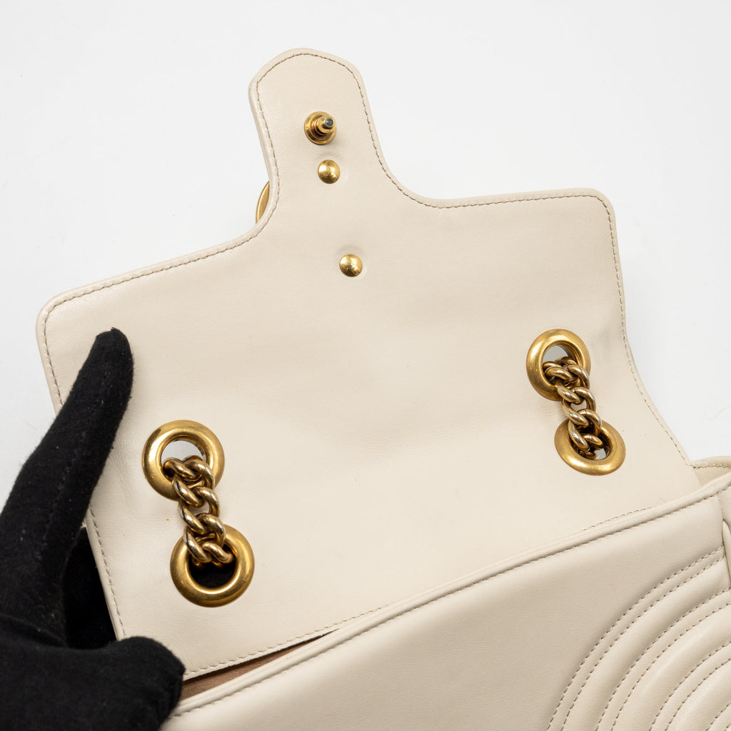 GUCCI MINI MARMONT BAG CALFSKIN WHITE GHW