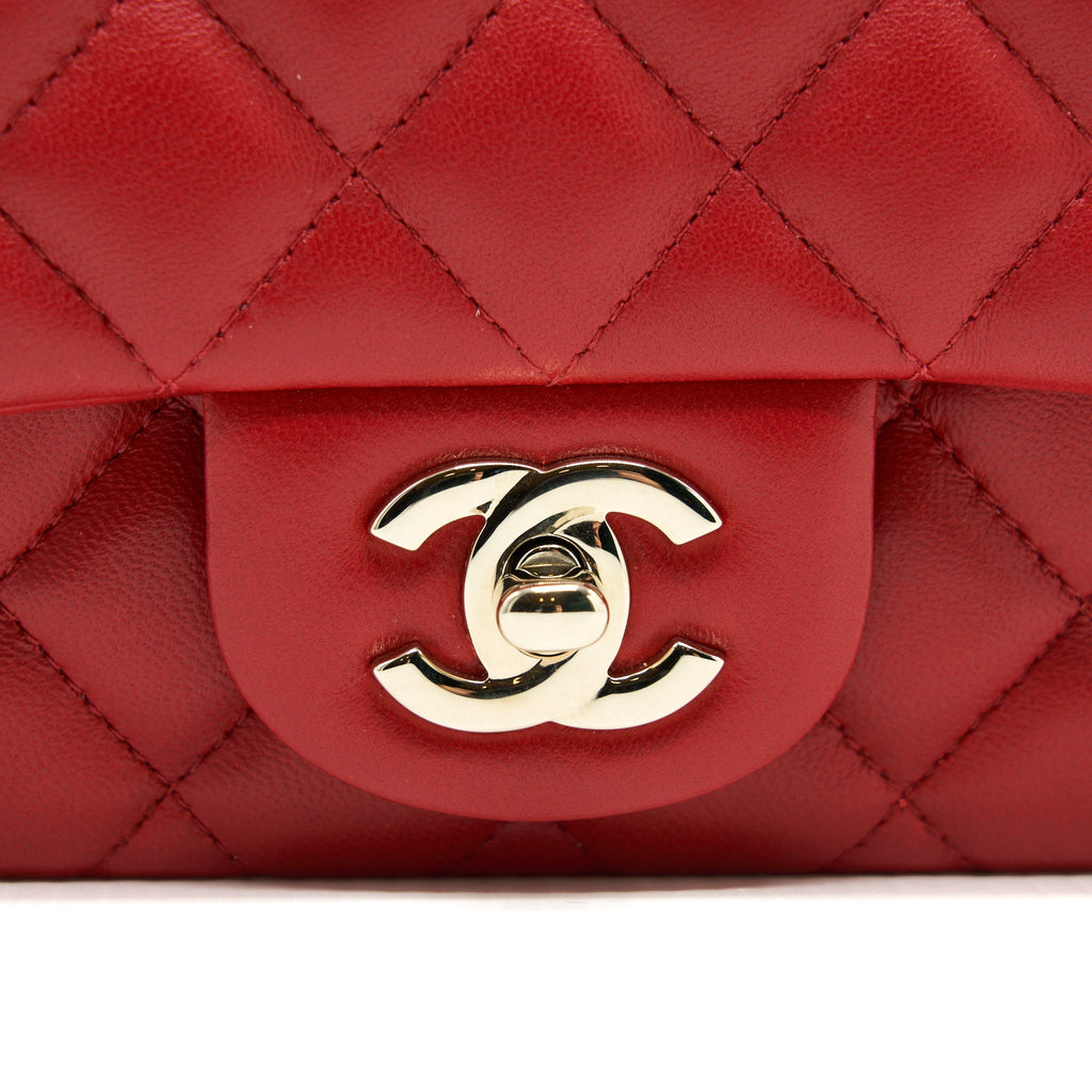 CHANEL MINI SQUARE FLAP BAG RED LGHW